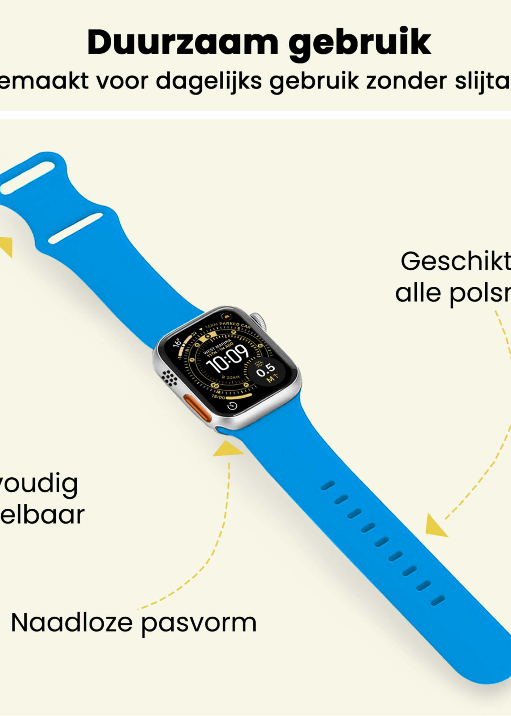 LUQ LUQ Apple Watch Bandje Siliconen Verstelbaar (49 mm) - Blauw