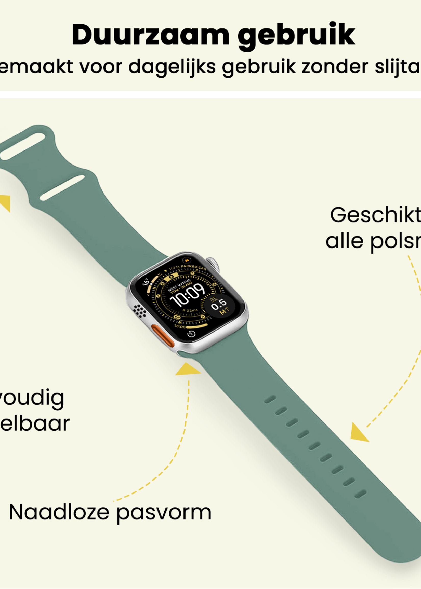 LUQ LUQ Apple Watch Bandje Siliconen Verstelbaar (49 mm) - Cactus