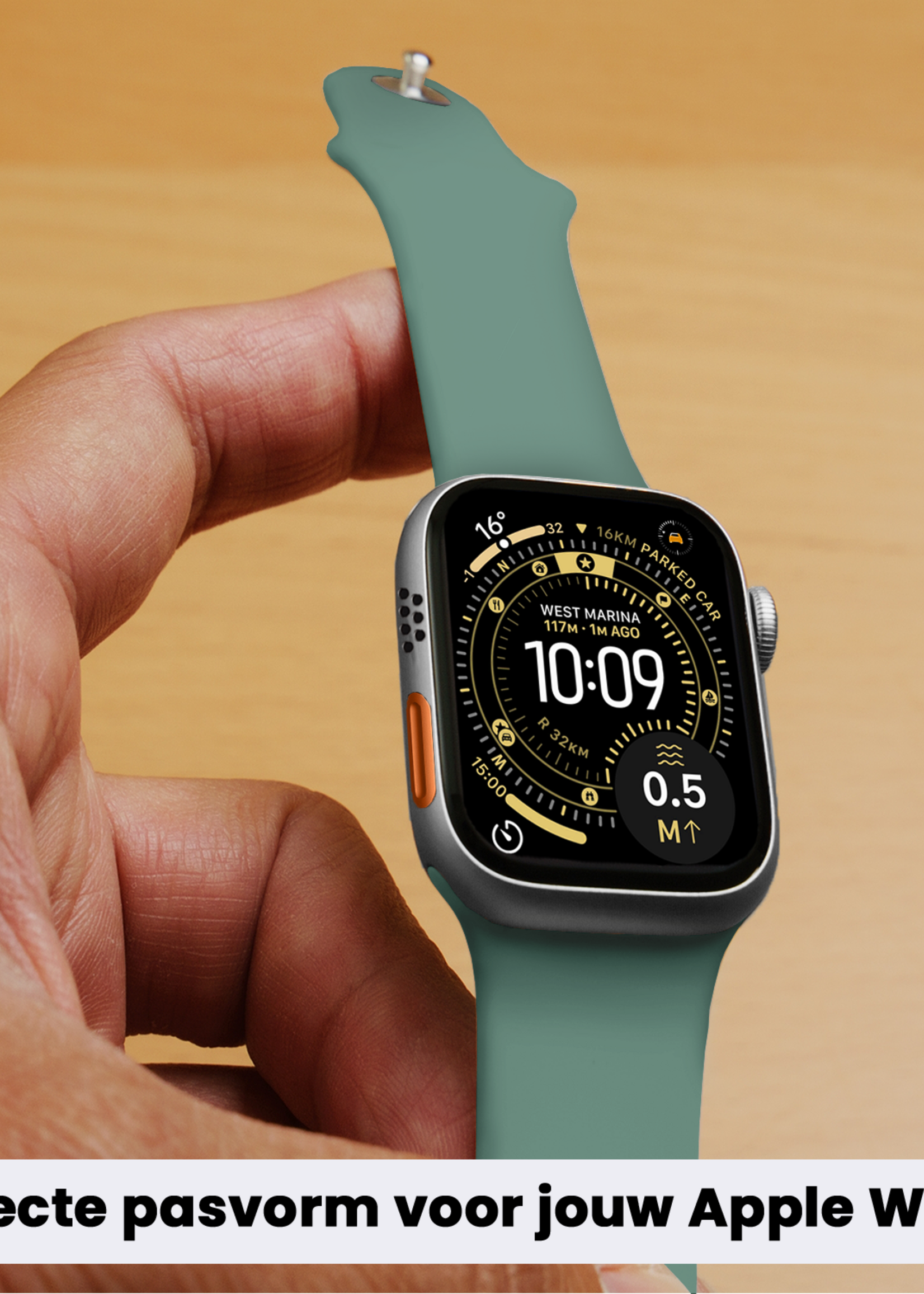 LUQ LUQ Apple Watch Bandje Siliconen Verstelbaar (49 mm) - Cactus