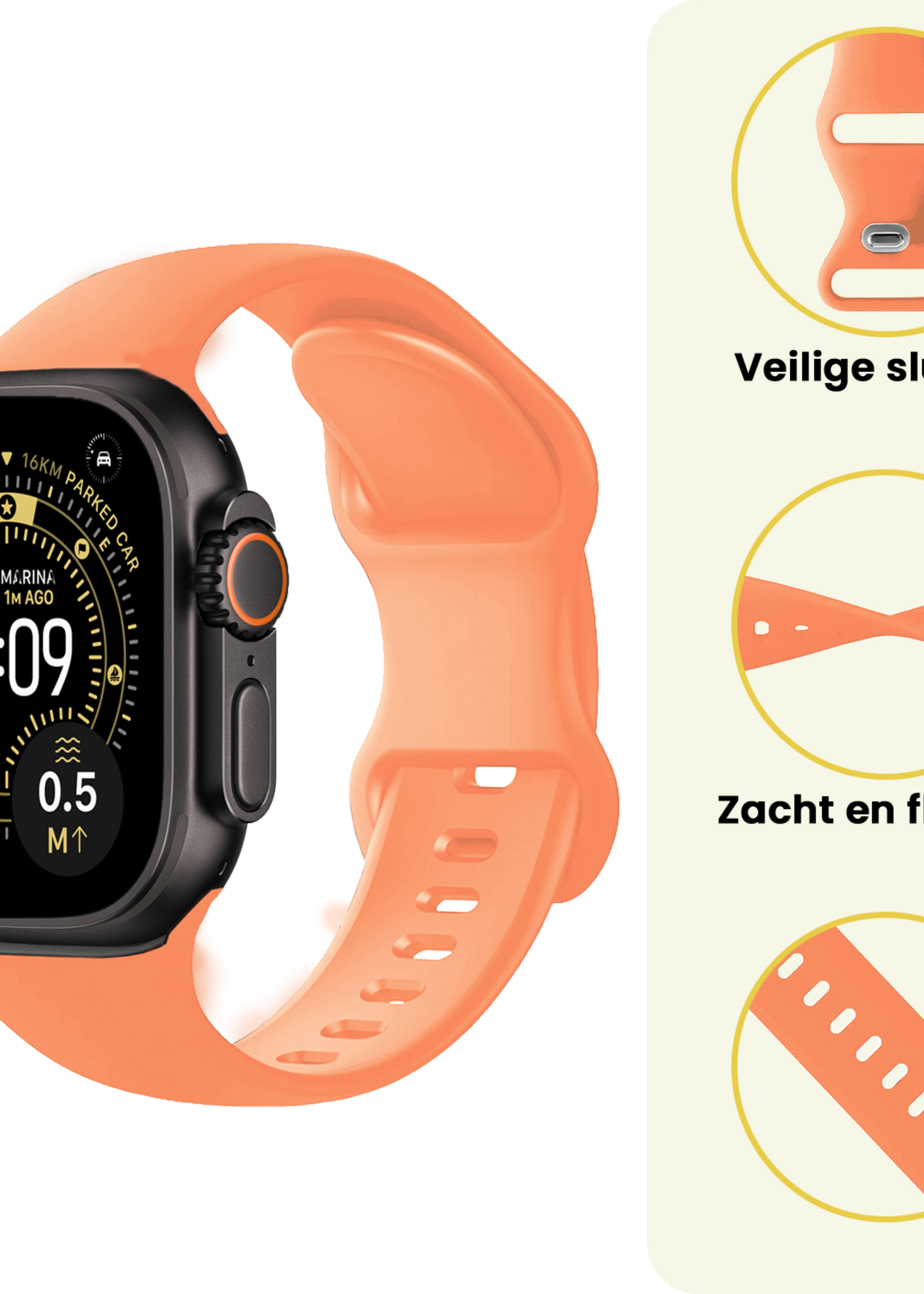 LUQ LUQ Apple Watch Bandje Siliconen Verstelbaar (49 mm) - Calendula