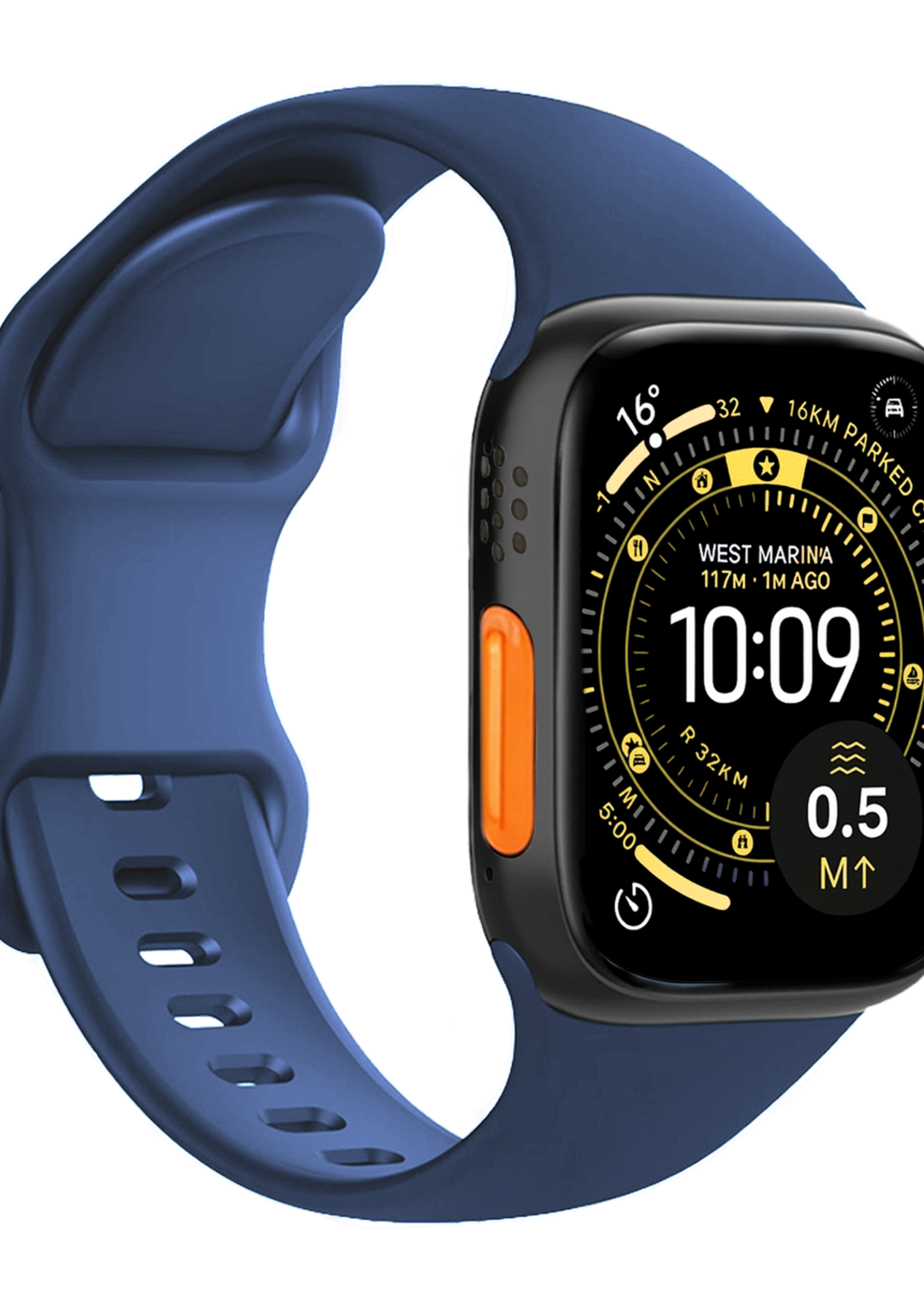 LUQ LUQ Apple Watch Bandje Siliconen Verstelbaar (49 mm) - Donkerblauw