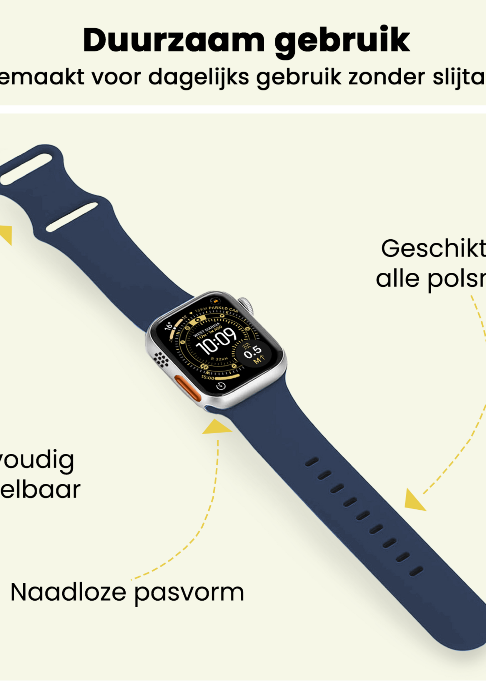 LUQ LUQ Apple Watch Bandje Siliconen Verstelbaar (49 mm) - Donkerblauw