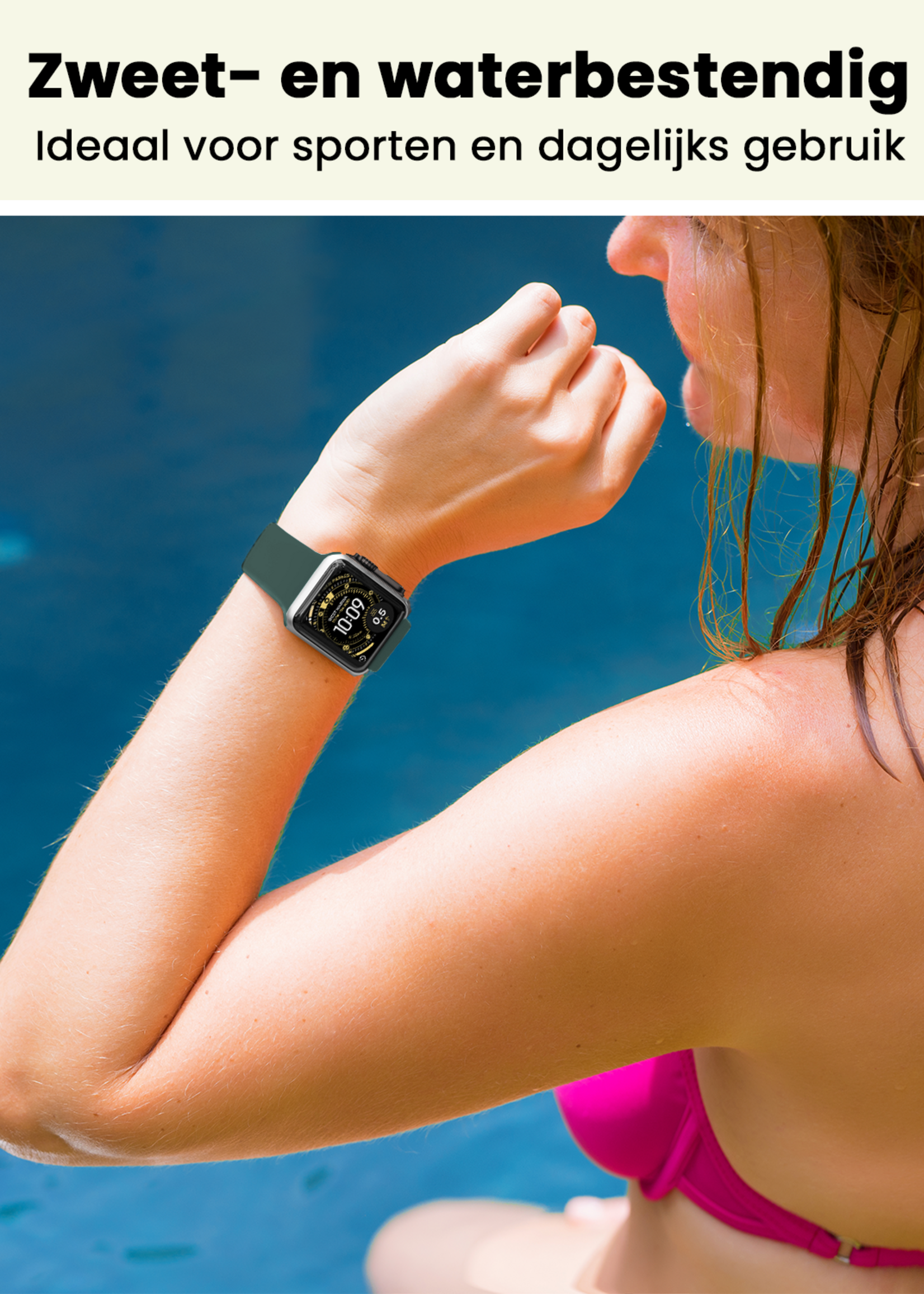 LUQ LUQ Apple Watch Bandje Siliconen Verstelbaar (49 mm) - Donkergroen