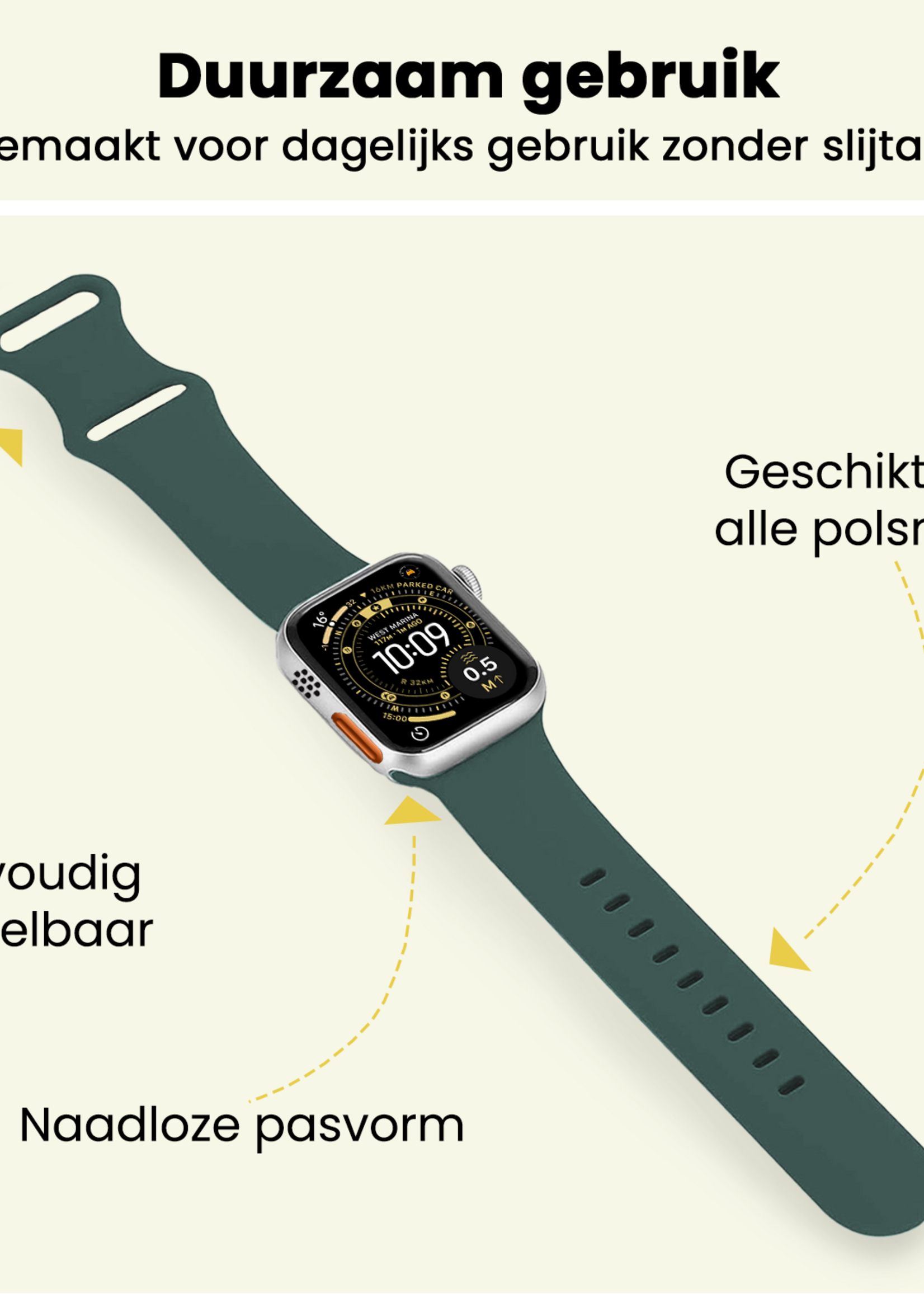LUQ LUQ Apple Watch Bandje Siliconen Verstelbaar (49 mm) - Donkergroen