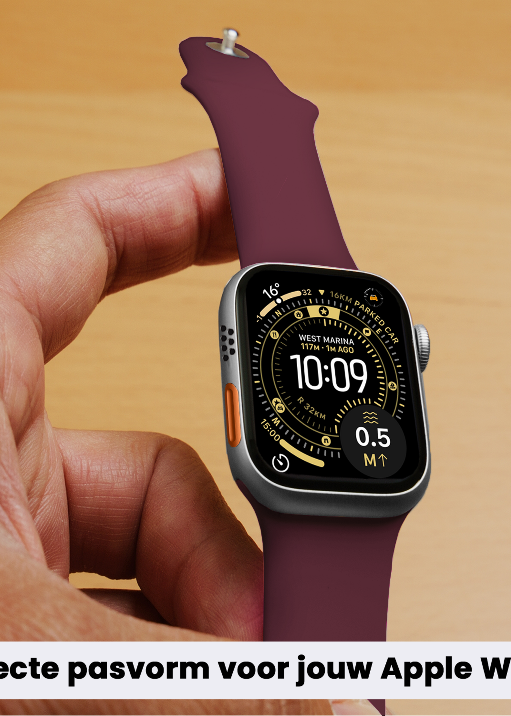 LUQ LUQ Apple Watch Bandje Siliconen Verstelbaar (49 mm) - Donker Rood