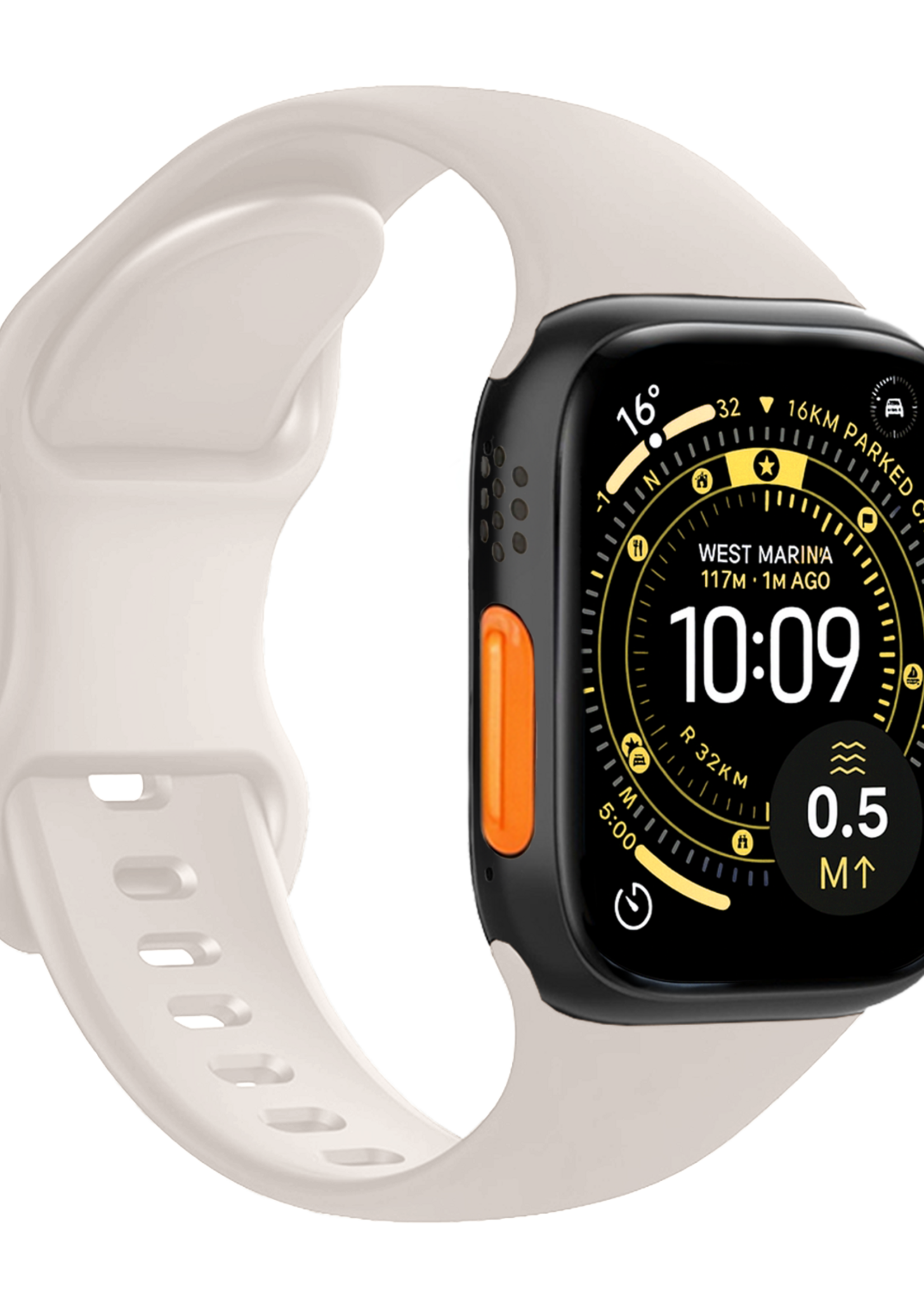 LUQ LUQ Apple Watch Bandje Siliconen Verstelbaar (49 mm) - Ivoor