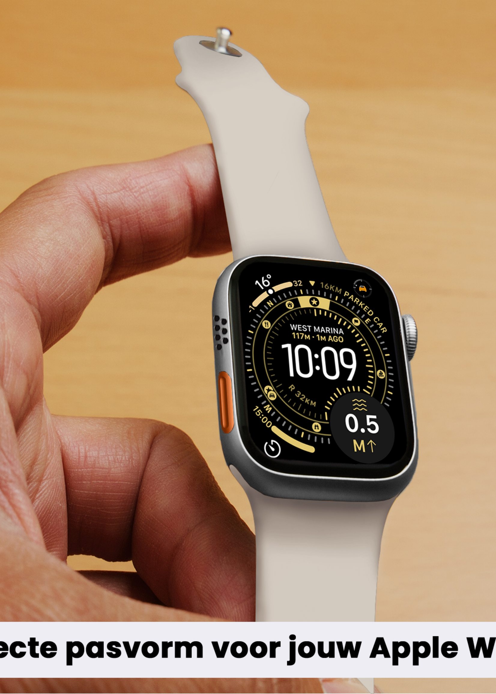 LUQ LUQ Apple Watch Bandje Siliconen Verstelbaar (49 mm) - Ivoor