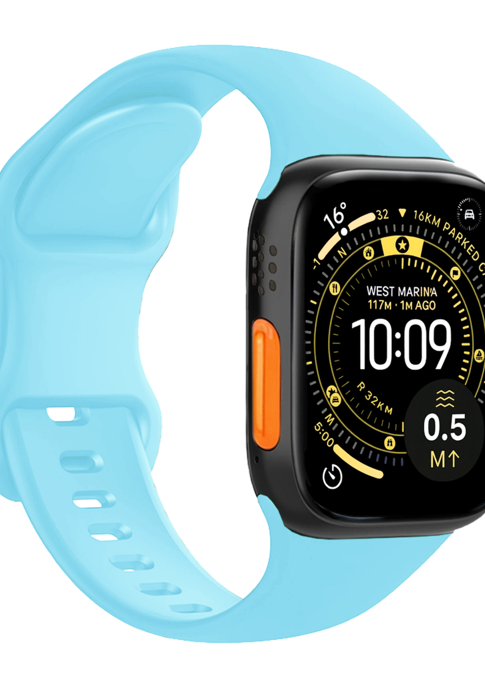 LUQ LUQ Apple Watch Bandje Siliconen Verstelbaar (49 mm) - Lichtblauw