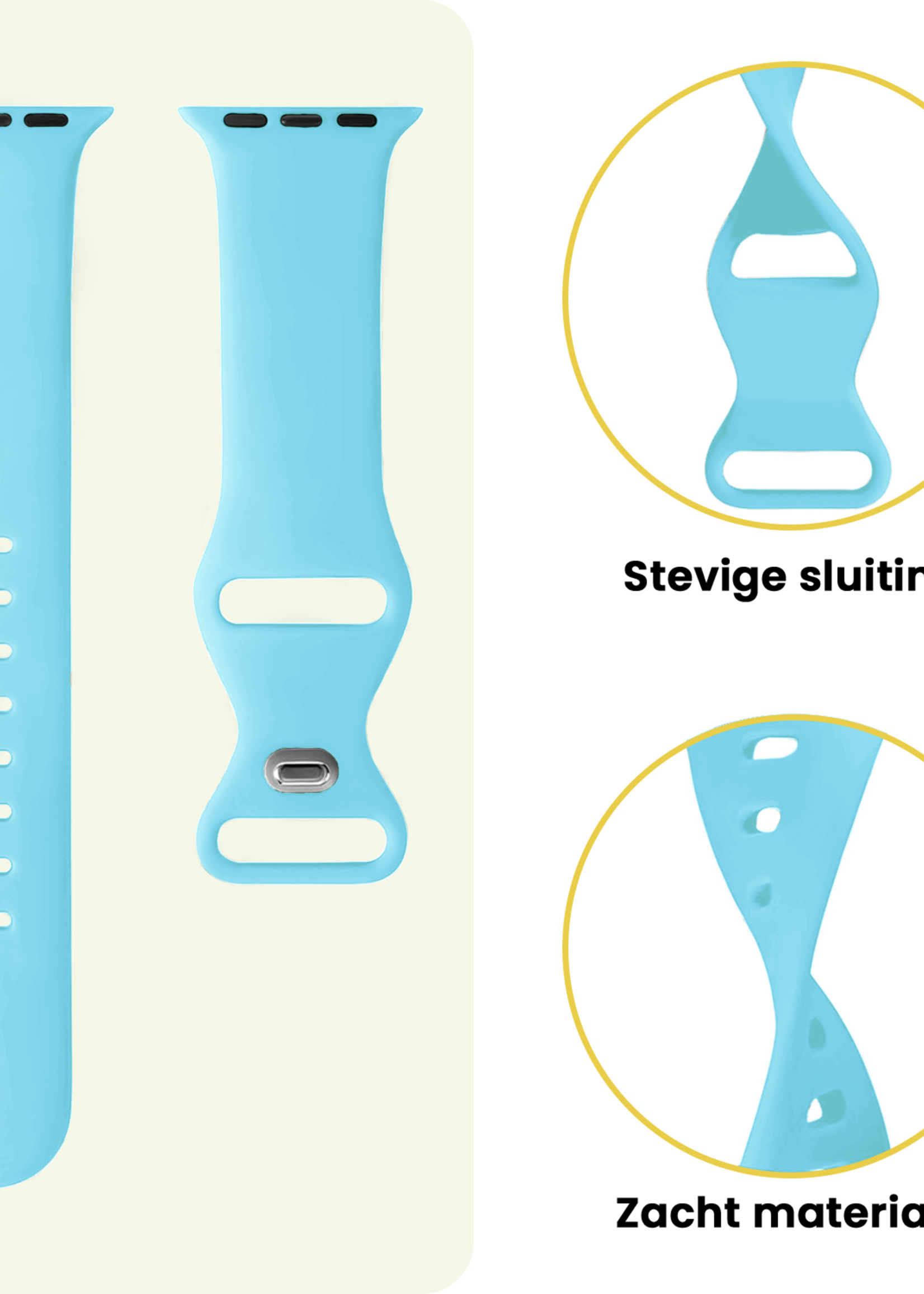 LUQ LUQ Apple Watch Bandje Siliconen Verstelbaar (49 mm) - Lichtblauw