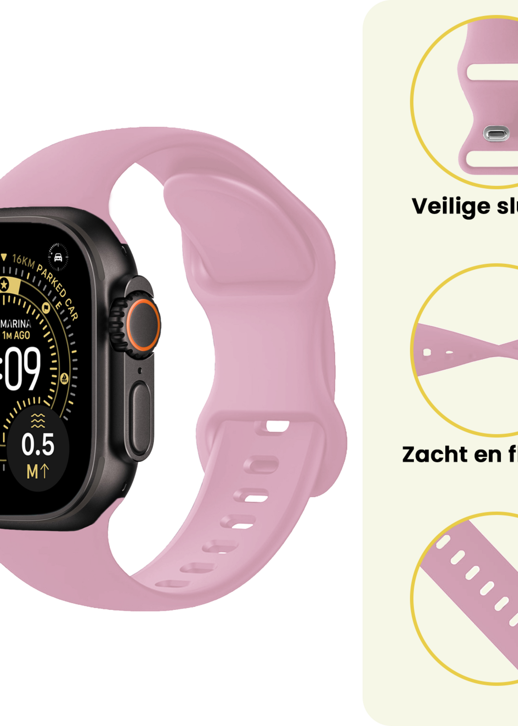 LUQ LUQ Apple Watch Bandje Siliconen Verstelbaar (49 mm) - Lila