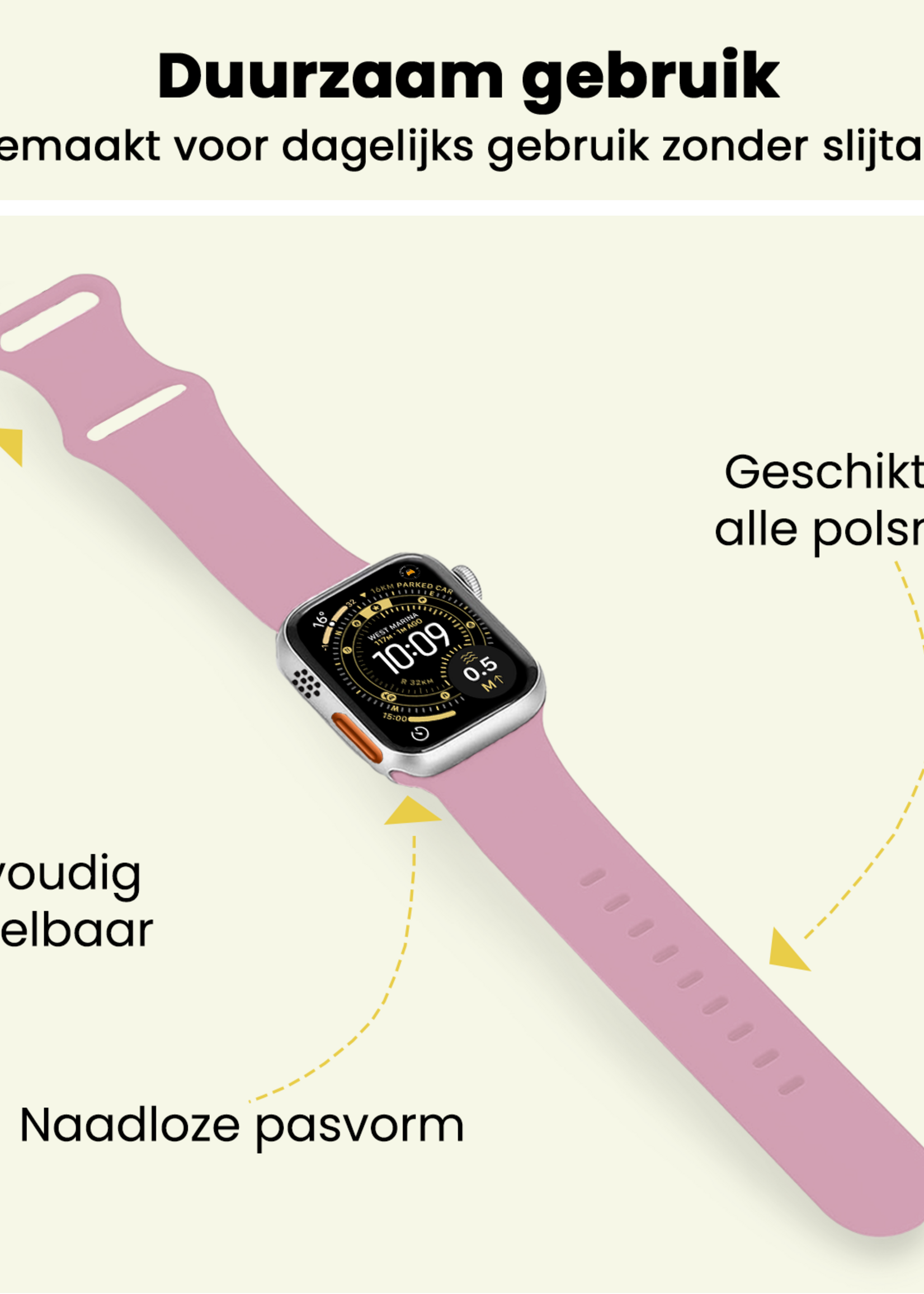 LUQ LUQ Apple Watch Bandje Siliconen Verstelbaar (49 mm) - Lila