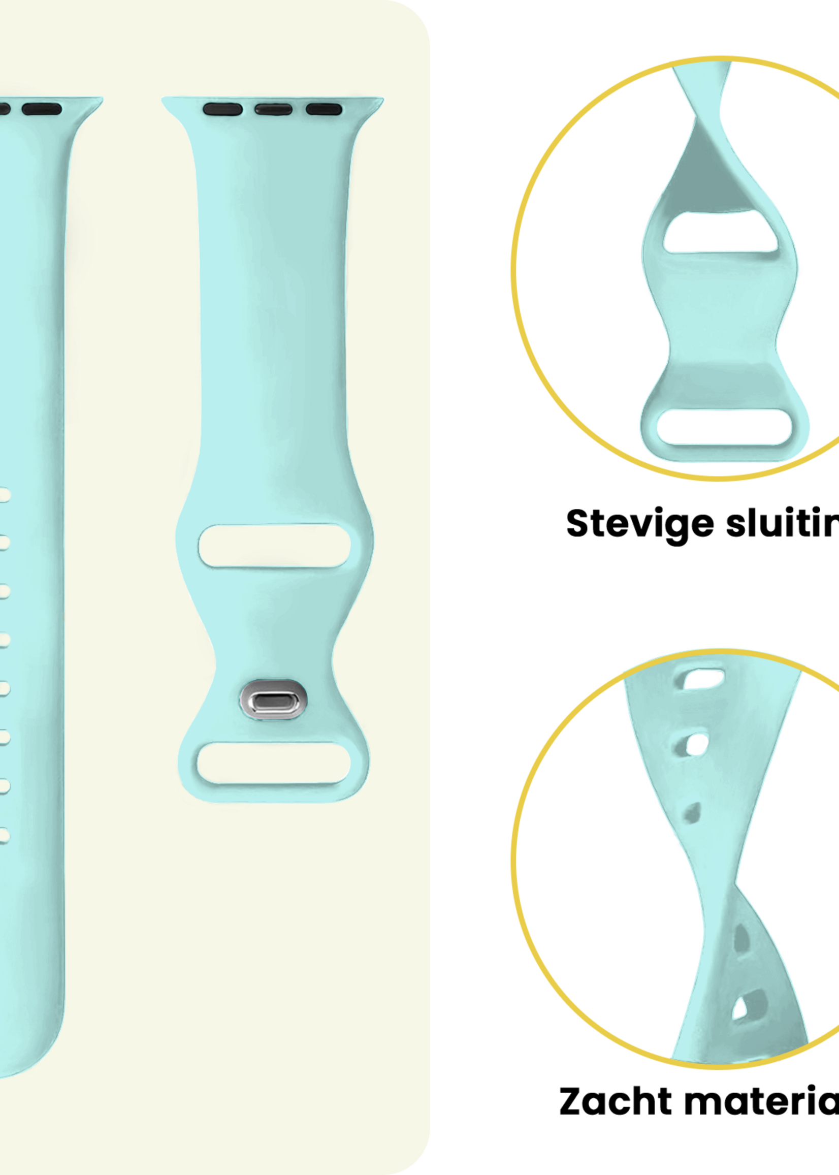 LUQ LUQ Apple Watch Bandje Siliconen Verstelbaar (49 mm) - Mint