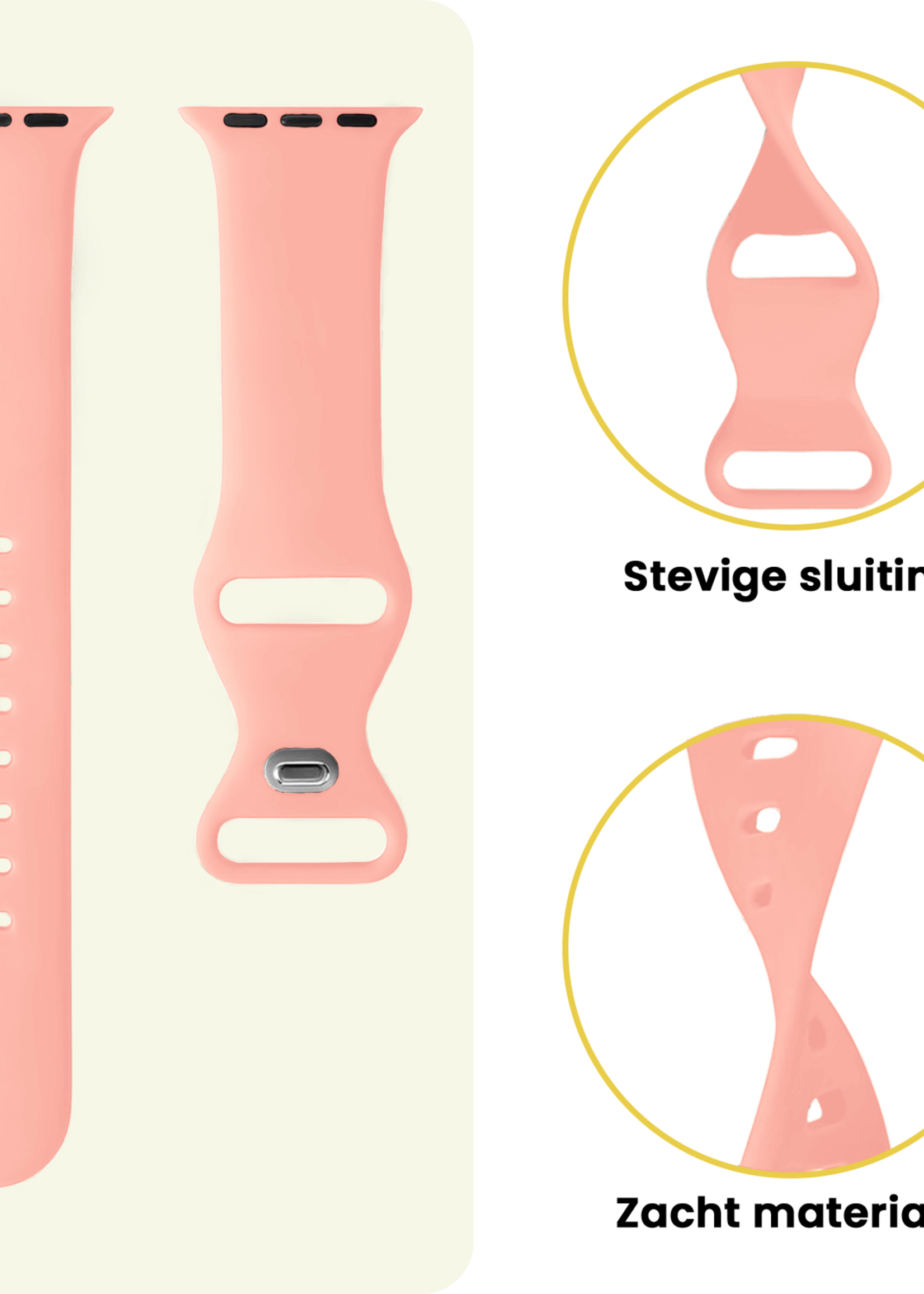 LUQ LUQ Apple Watch Bandje Siliconen Verstelbaar (49 mm) - Oud Roze