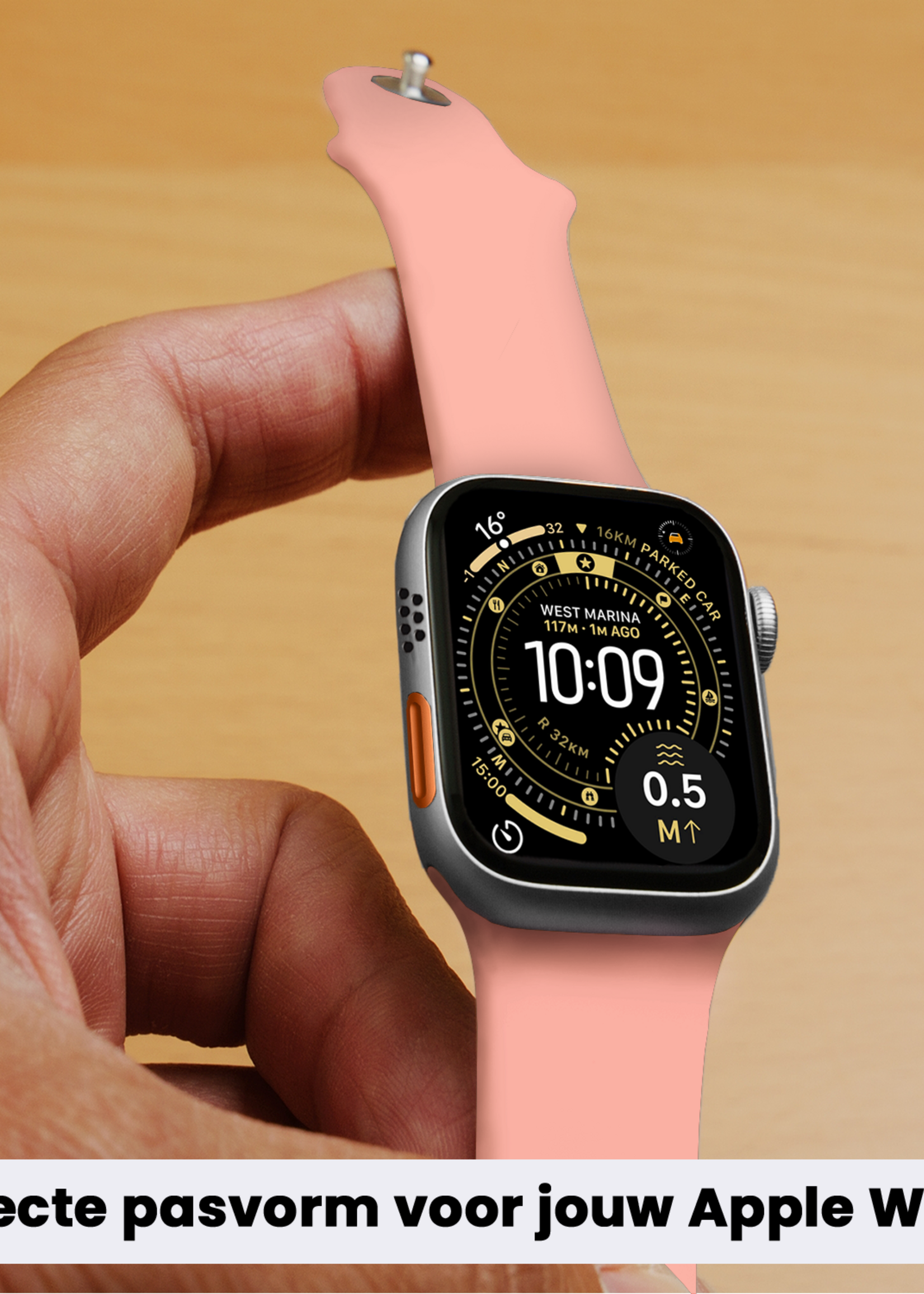 LUQ LUQ Apple Watch Bandje Siliconen Verstelbaar (49 mm) - Oud Roze
