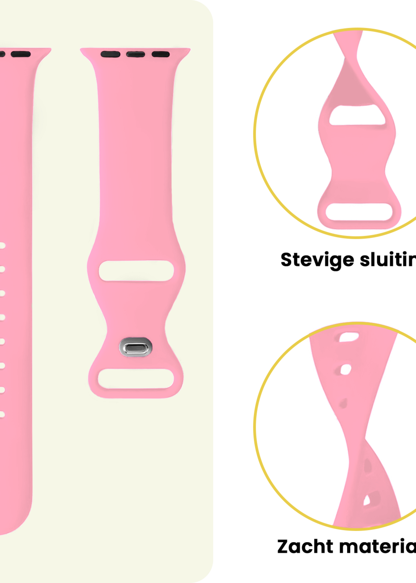 LUQ LUQ Apple Watch Bandje Siliconen Verstelbaar (49 mm) - Roze