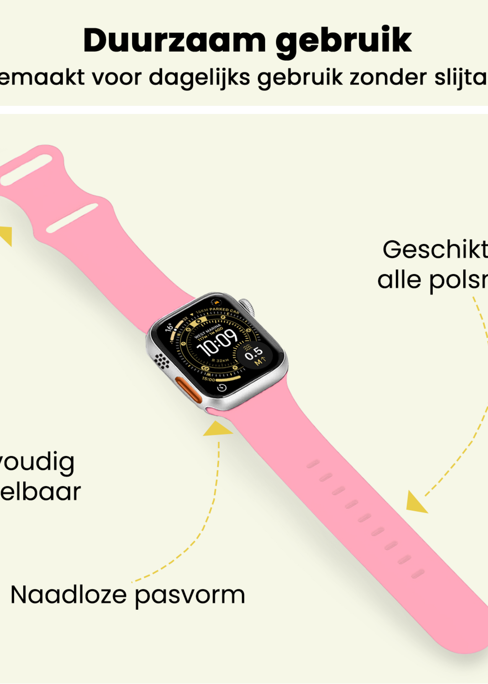 LUQ LUQ Apple Watch Bandje Siliconen Verstelbaar (49 mm) - Roze