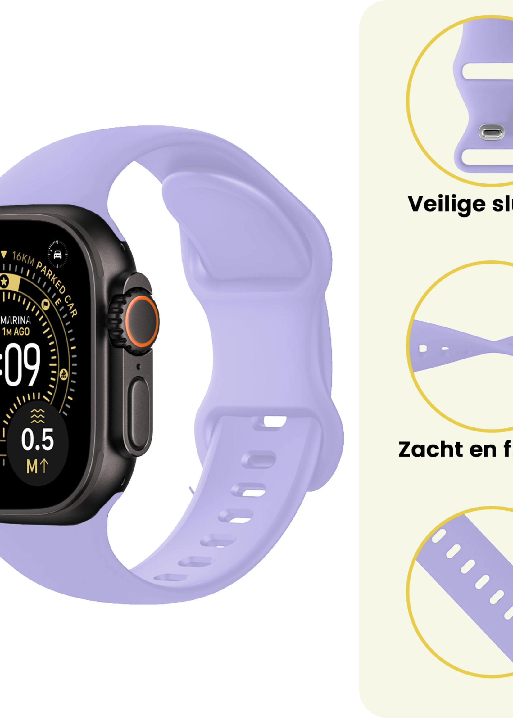 LUQ LUQ Apple Watch Bandje Siliconen Verstelbaar (49 mm) - Violet