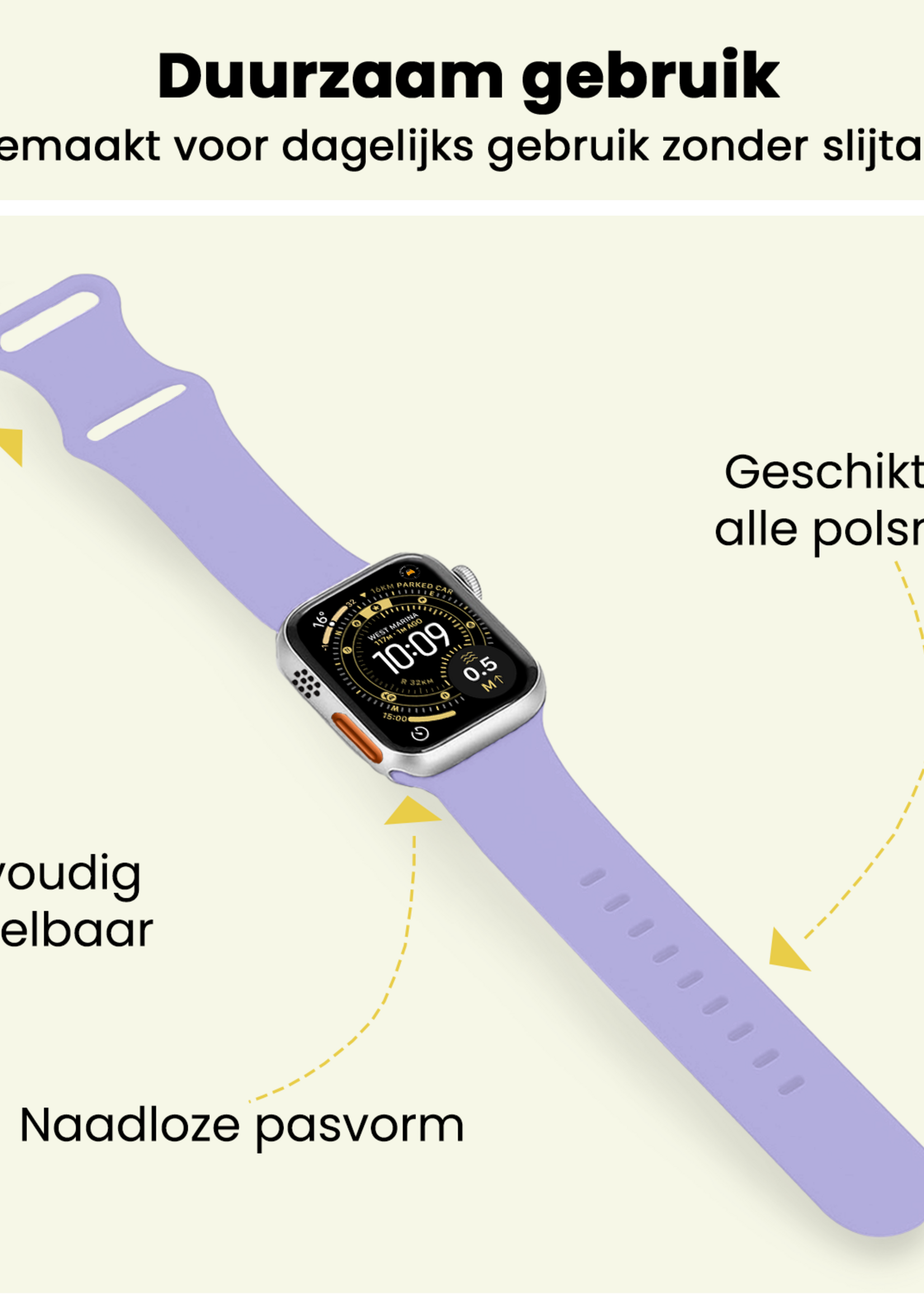 LUQ LUQ Apple Watch Bandje Siliconen Verstelbaar (49 mm) - Violet
