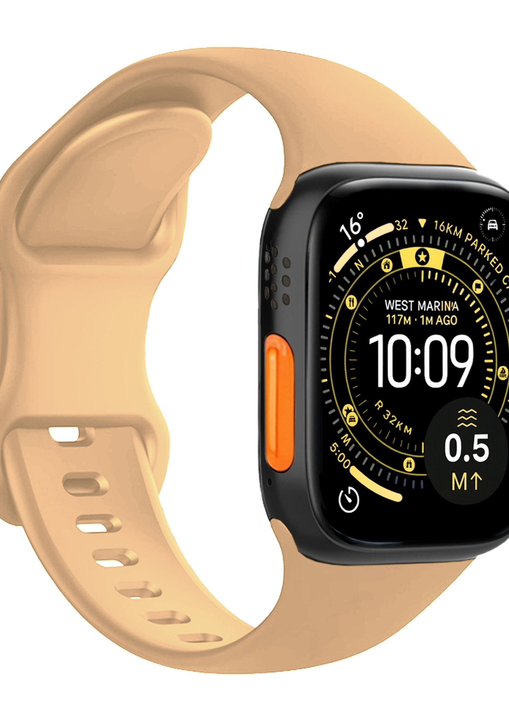 LUQ LUQ Apple Watch Bandje Siliconen Verstelbaar (49 mm) - Walnoot