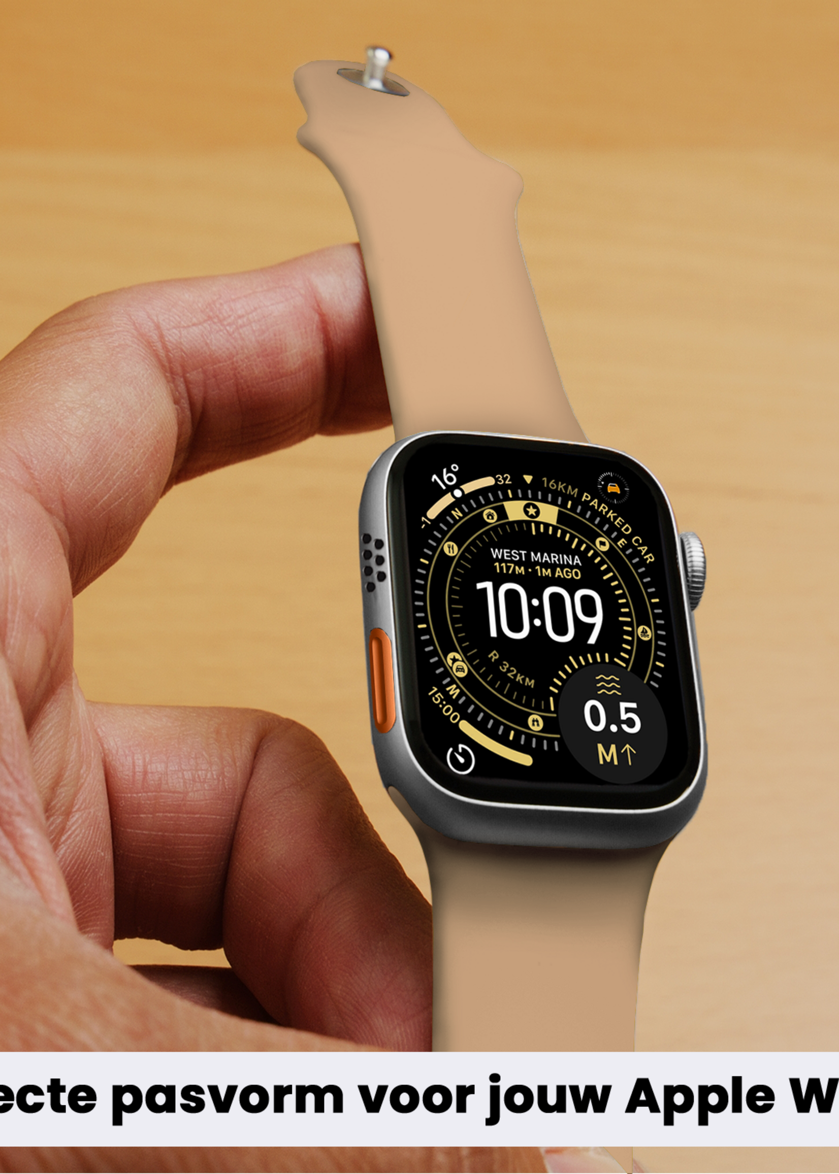 LUQ LUQ Apple Watch Bandje Siliconen Verstelbaar (49 mm) - Walnoot