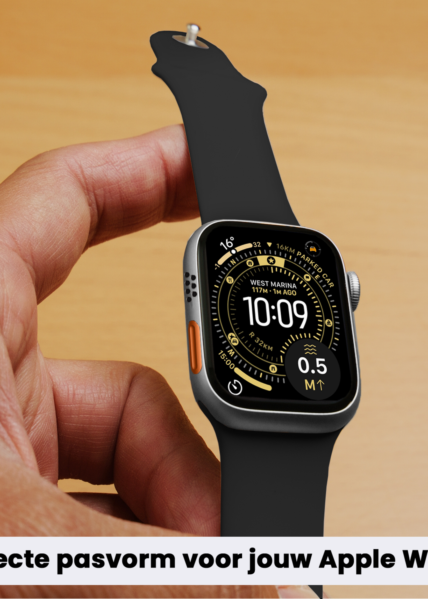 LUQ LUQ Apple Watch Bandje Siliconen Verstelbaar (49 mm) - Zwart