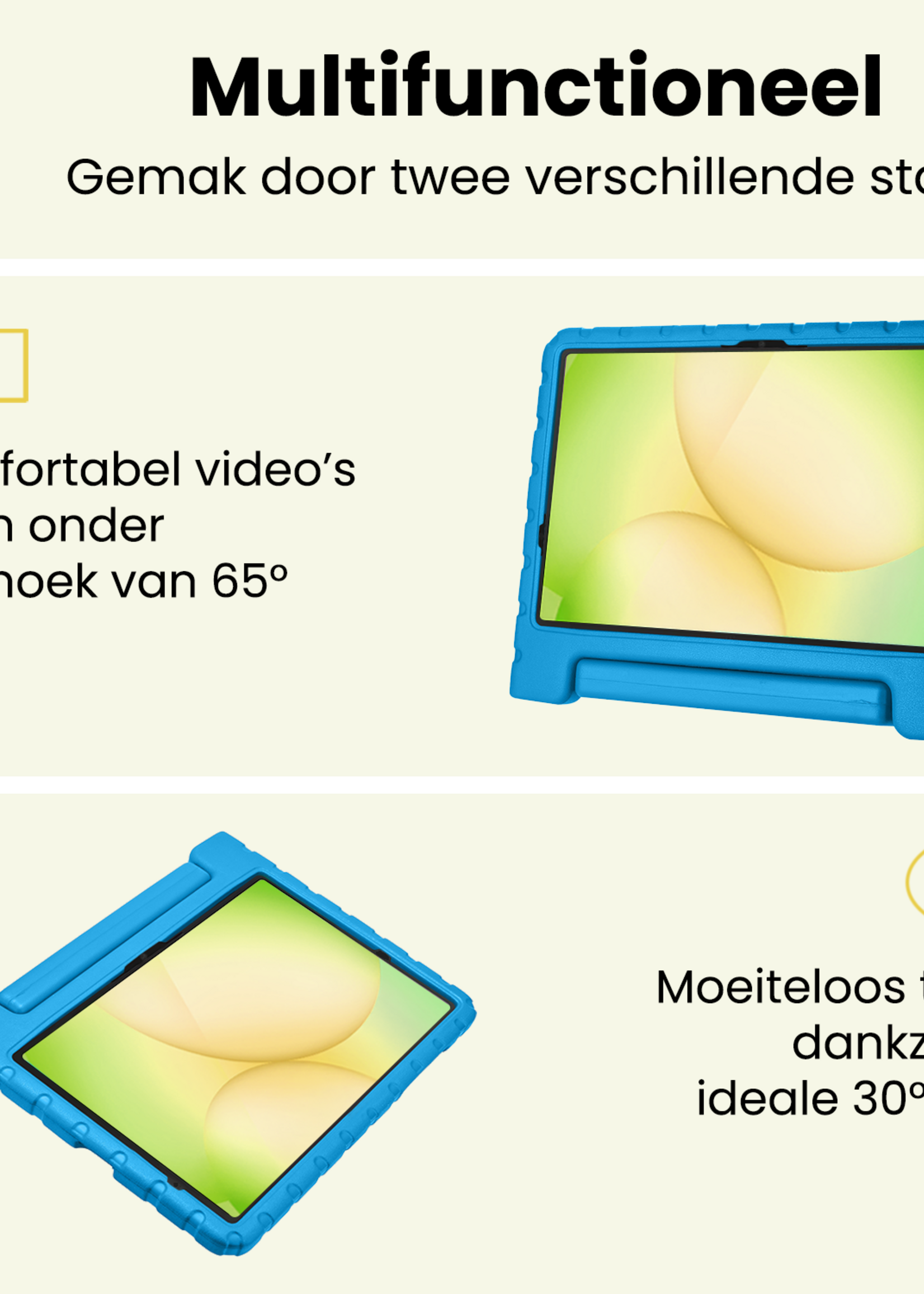 LUQ LUQ Samsung Galaxy Tab A11 Plus Kinderhoes Met Screenprotector - Blauw