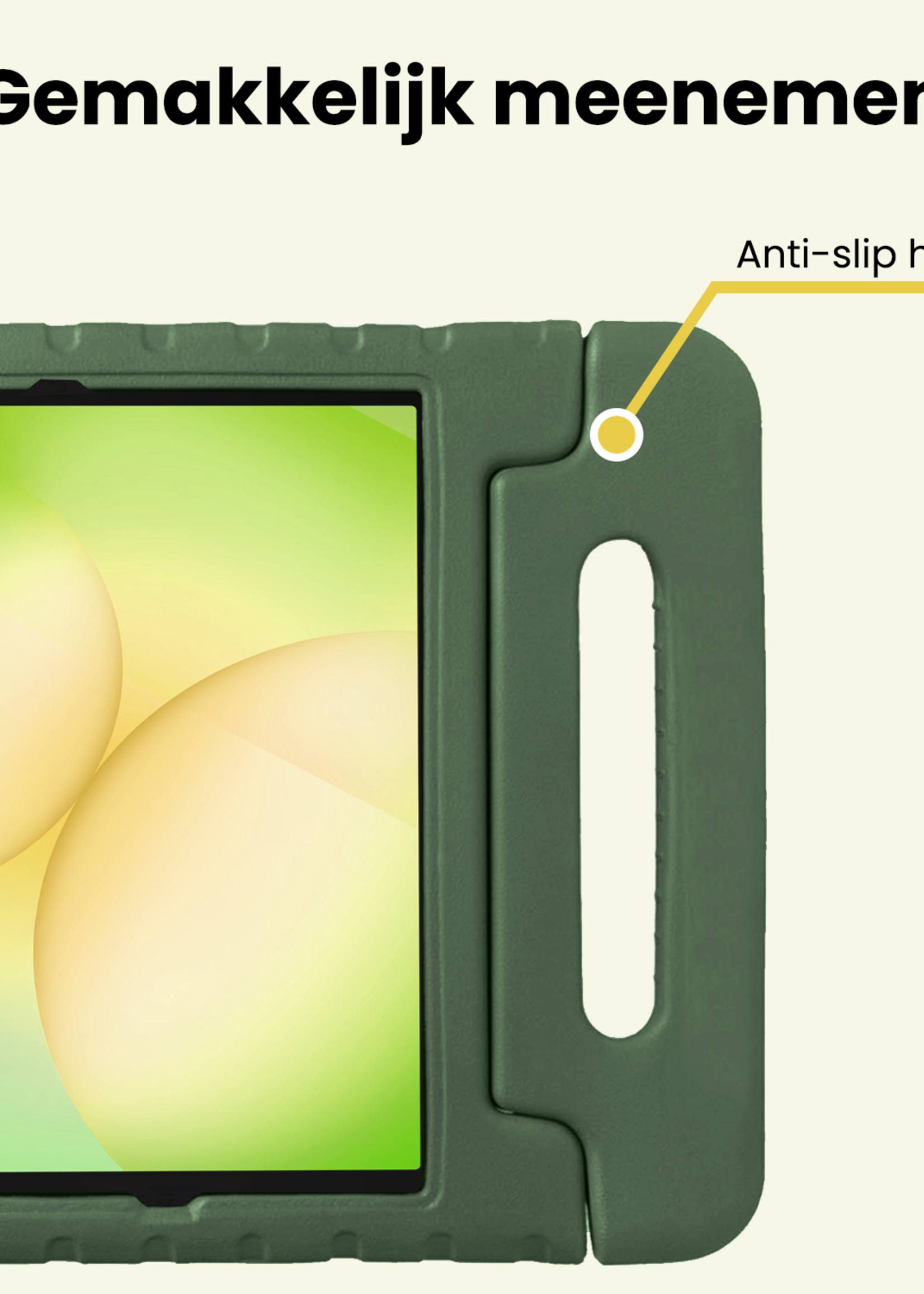 LUQ LUQ Samsung Galaxy Tab A11 Plus Kinderhoes Met Screenprotector - Donkergroen