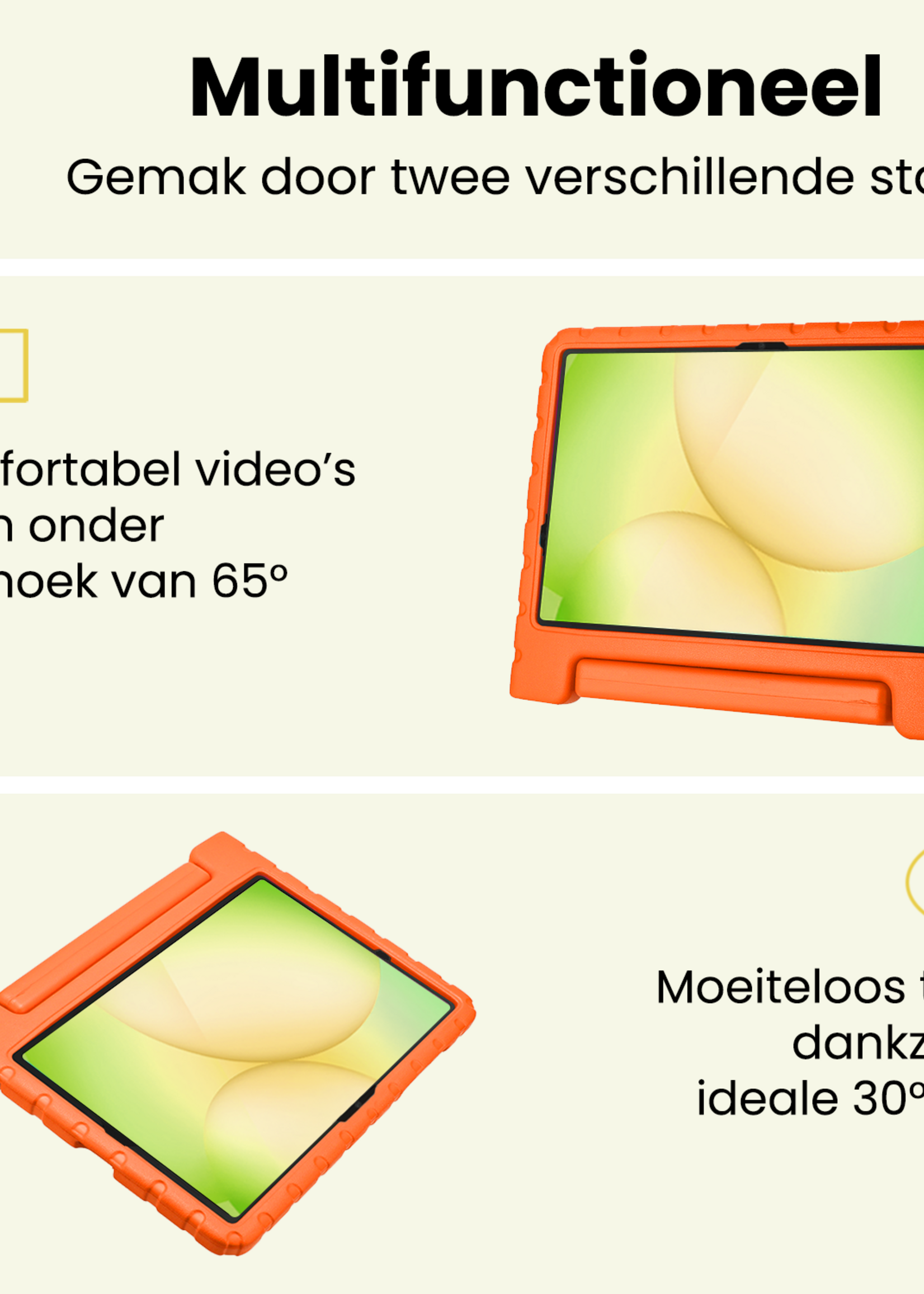 LUQ LUQ Samsung Galaxy Tab A11 Plus Kinderhoes Met Screenprotector - Oranje