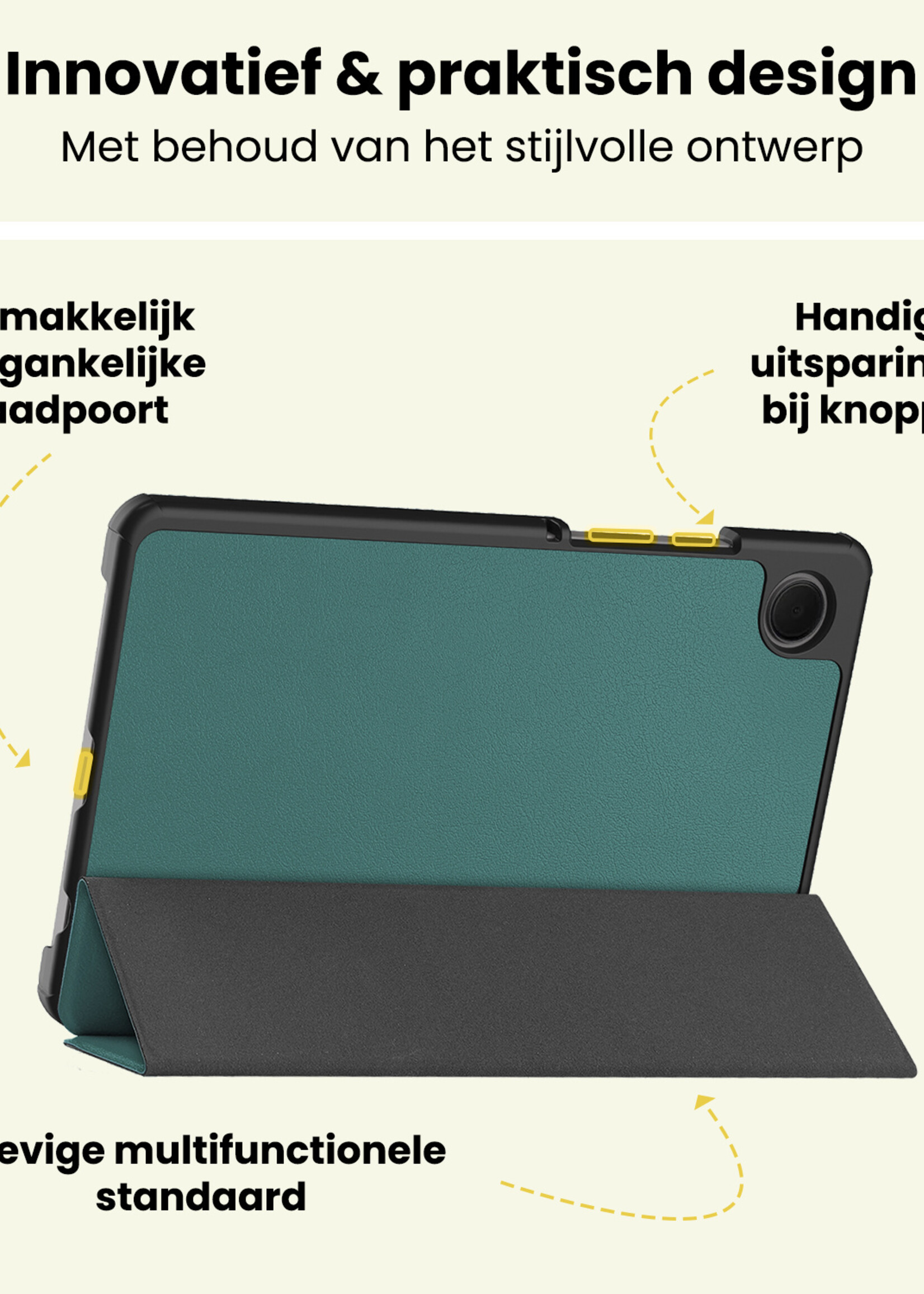 LUQ LUQ Samsung Galaxy Tab A11 Plus Hoes Met Screenprotector - Donkergroen