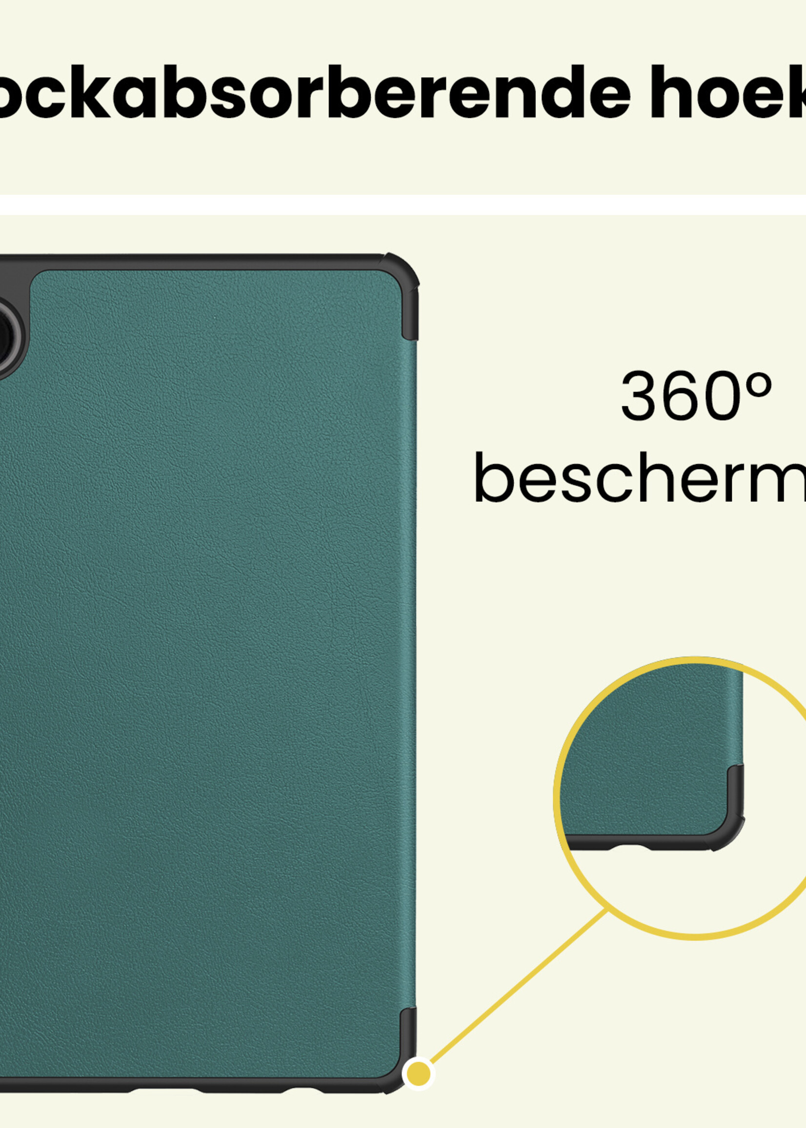 LUQ LUQ Samsung Galaxy Tab A11 Plus Hoes Met Screenprotector - Donkergroen