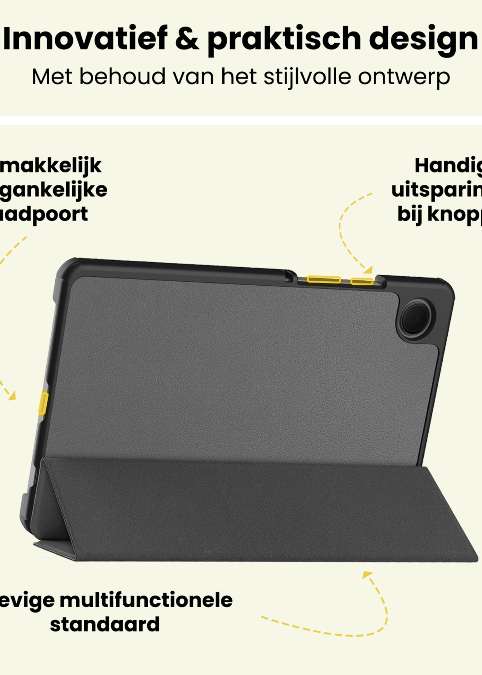 LUQ LUQ Samsung Galaxy Tab A11 Plus Hoes Met Screenprotector - Grijs