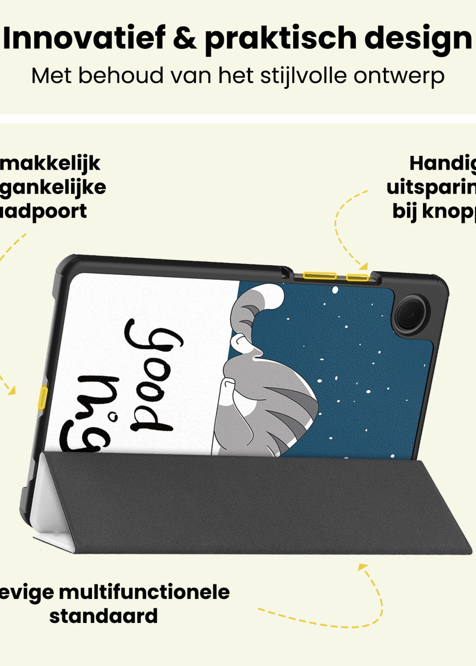 LUQ LUQ Samsung Galaxy Tab A11 Plus Hoes Met Screenprotector - Kat