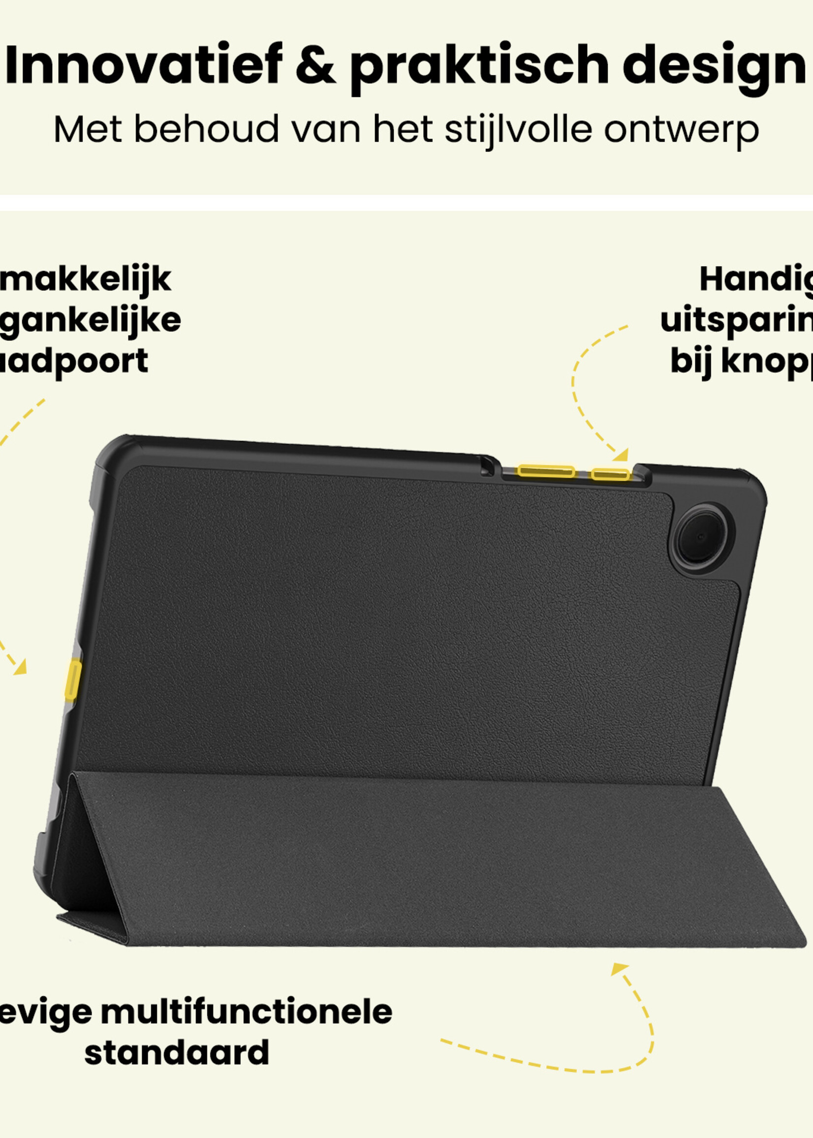 LUQ LUQ Samsung Galaxy Tab A11 Plus Hoes Met Screenprotector - Zwart