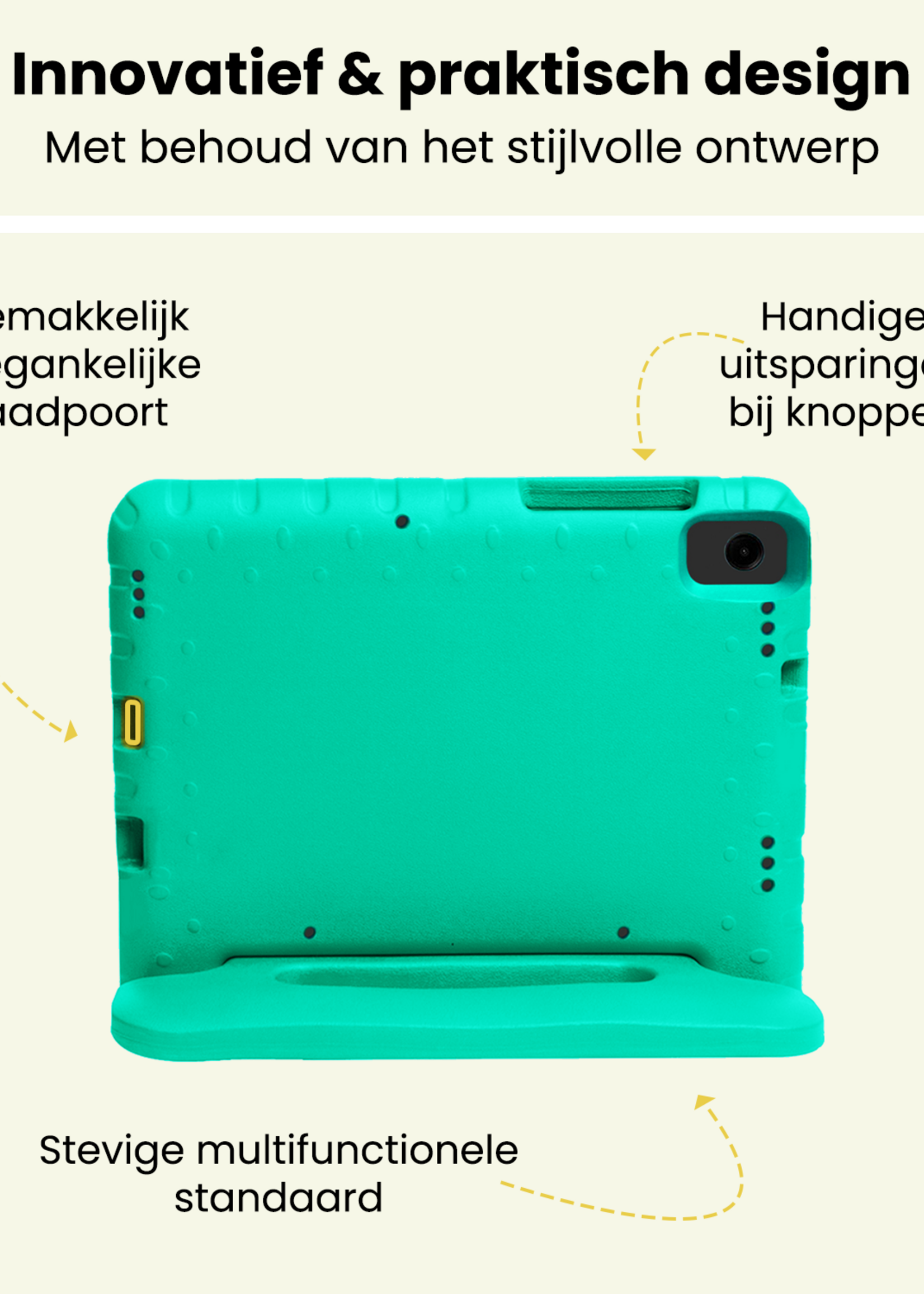 LUQ LUQ Samsung Galaxy Tab A11 Plus Kinderhoes Met Screenprotector - Turquoise