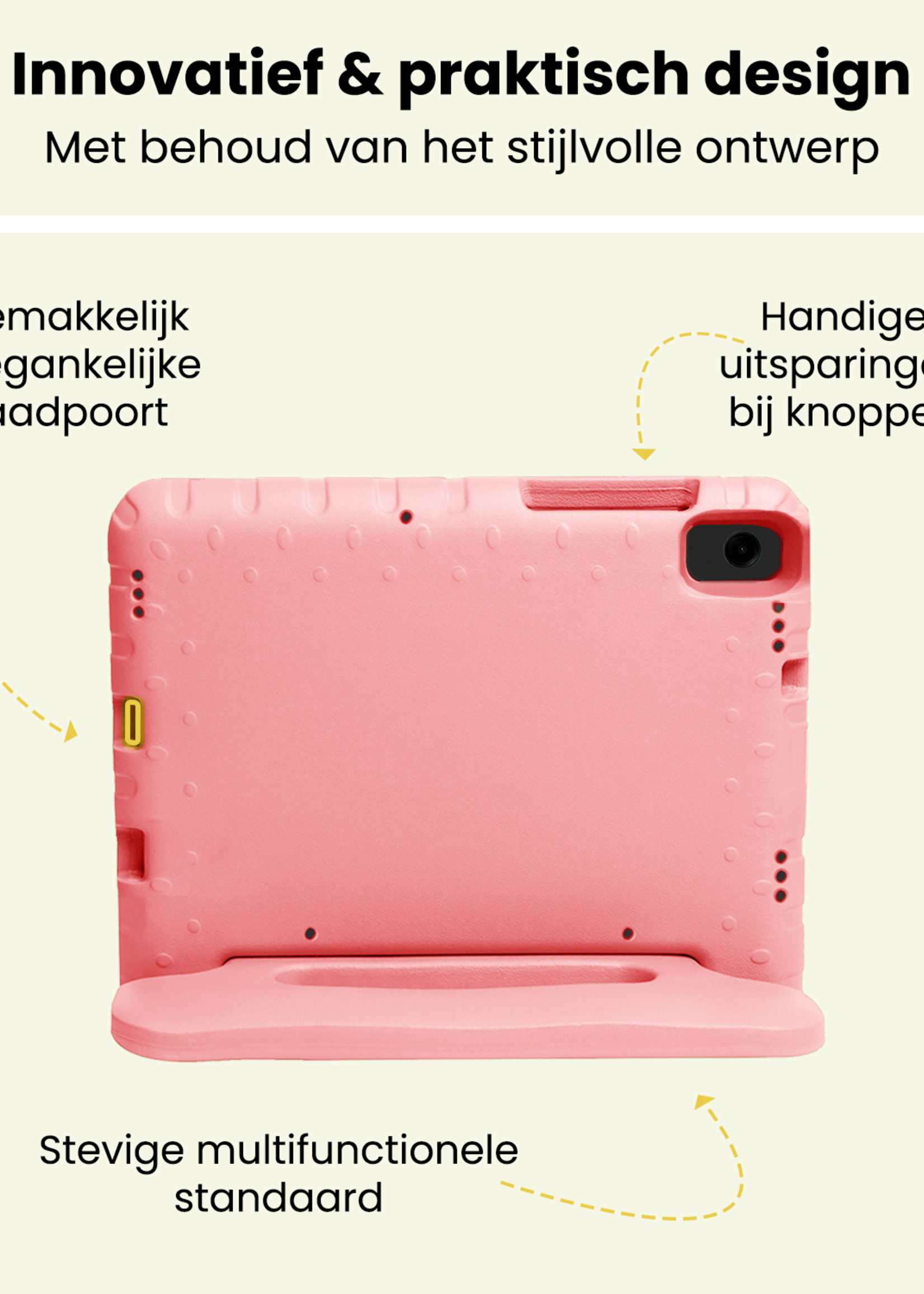 LUQ LUQ Samsung Galaxy Tab A11 Plus Kinderhoes Met Screenprotector - Zalm