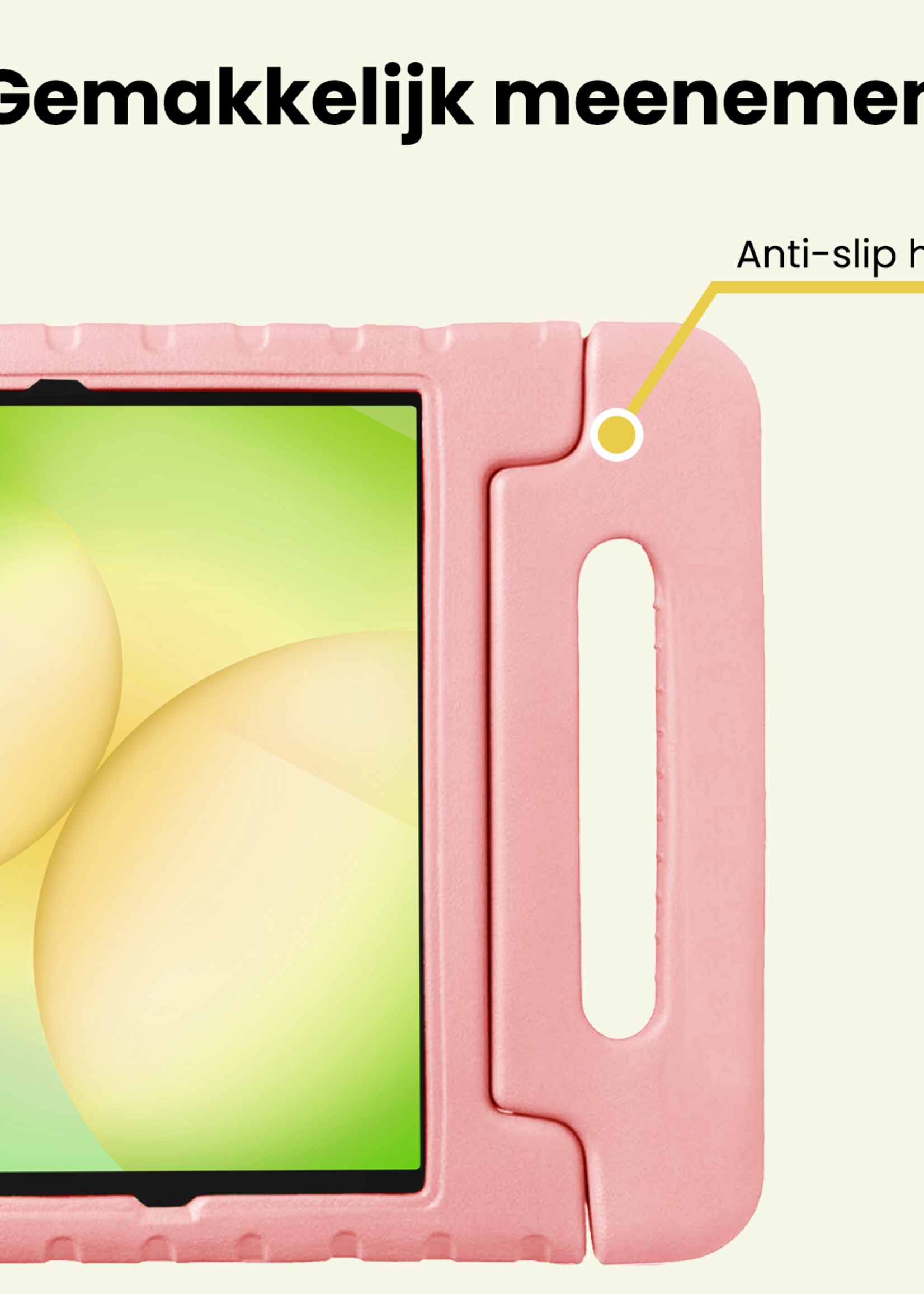 LUQ LUQ Samsung Galaxy Tab A11 Plus Kinderhoes Met Screenprotector - Zalm