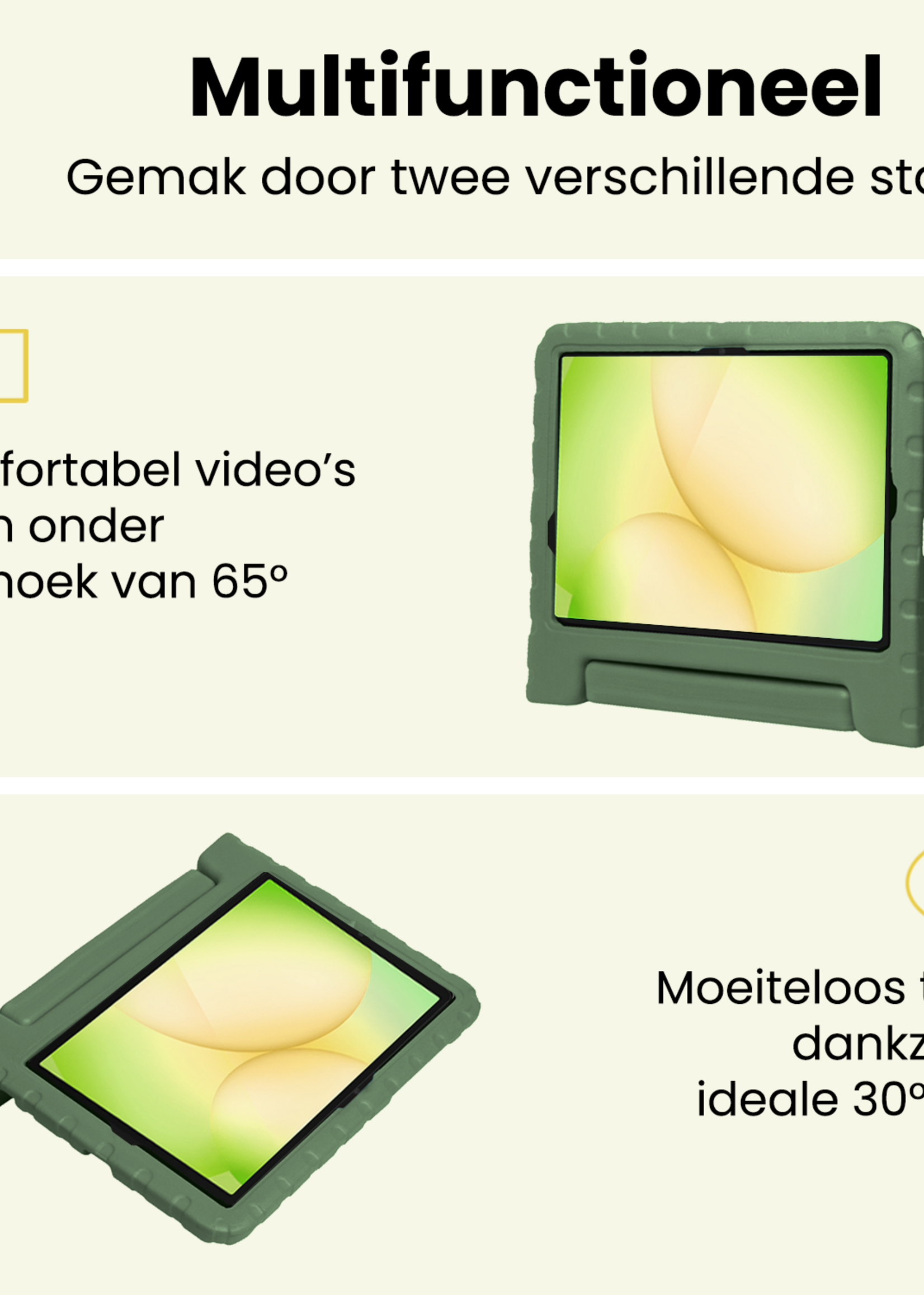 LUQ LUQ Samsung Galaxy Tab A11 Plus Kinderhoes Met 2x Screenprotector - Donkergroen