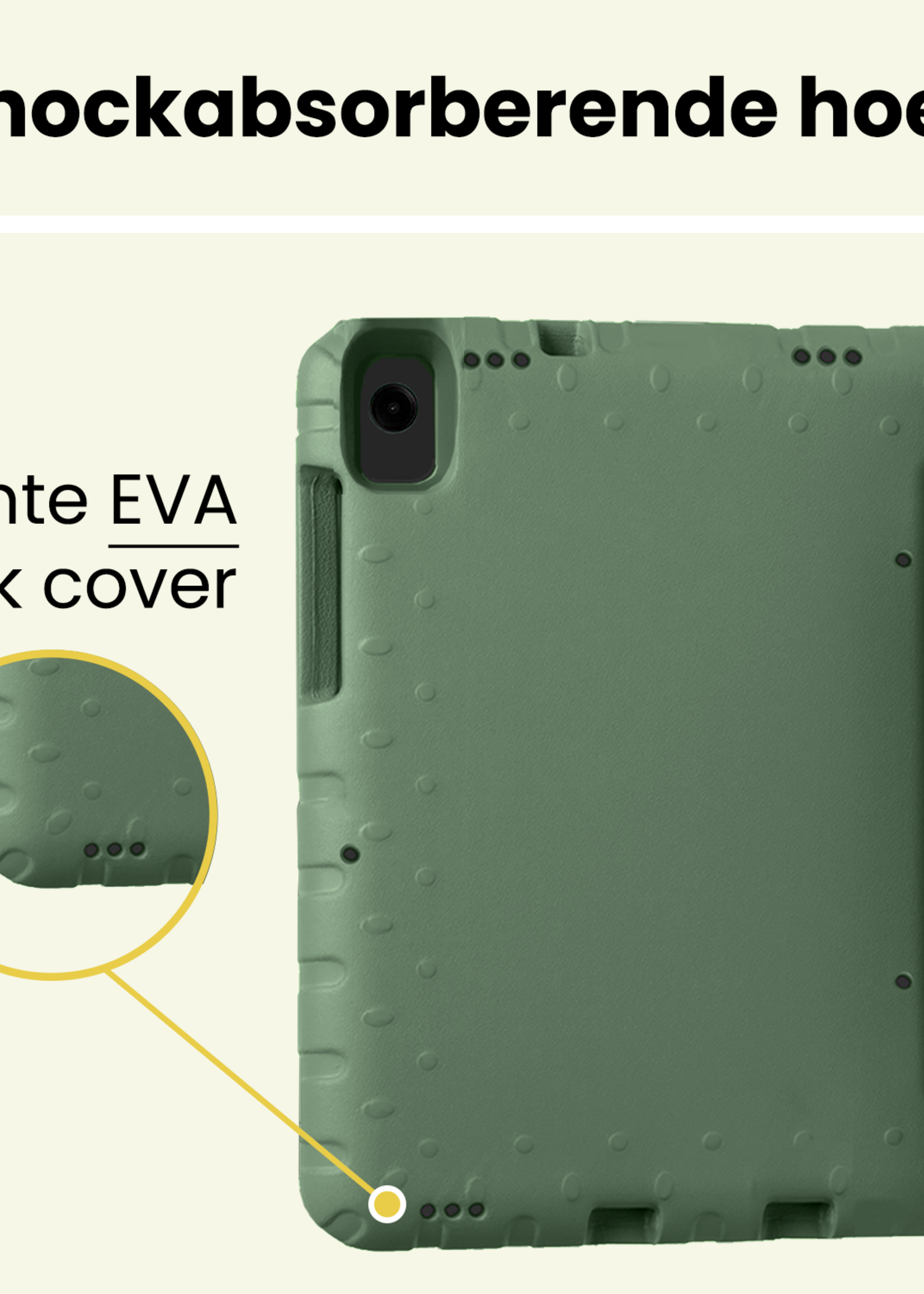 LUQ LUQ Samsung Galaxy Tab A11 Plus Kinderhoes Met 2x Screenprotector - Donkergroen