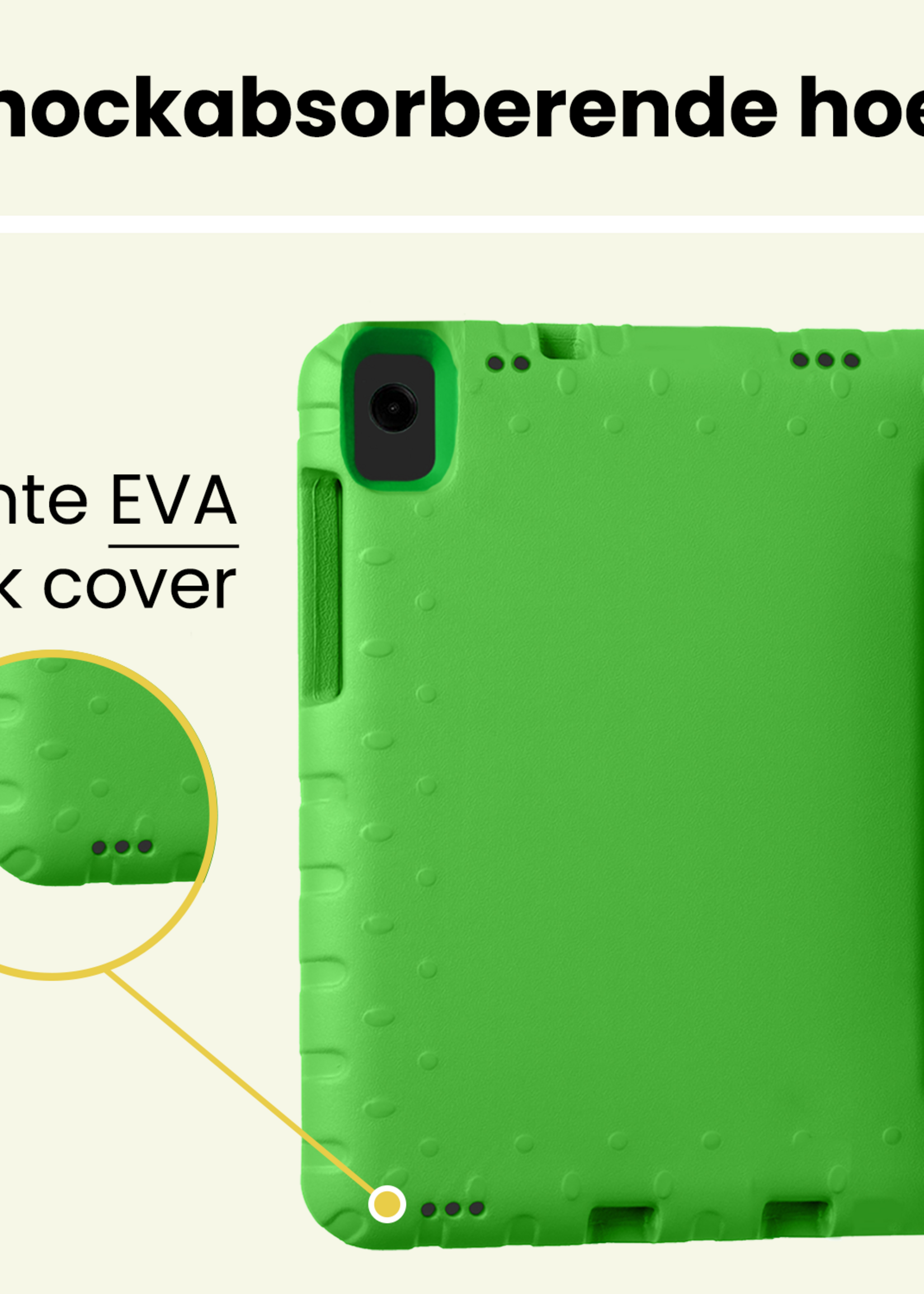 LUQ LUQ Samsung Galaxy Tab A11 Plus Kinderhoes Met 2x Screenprotector - Groen