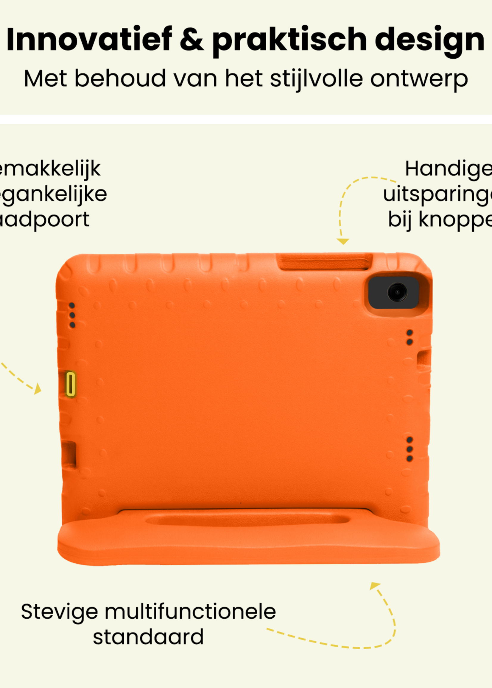 LUQ LUQ Samsung Galaxy Tab A11 Plus Kinderhoes Met 2x Screenprotector - Oranje