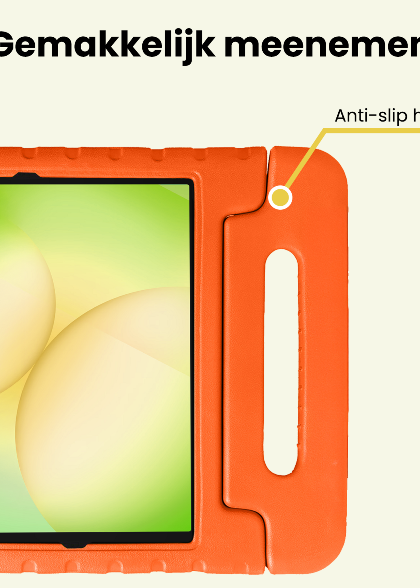 LUQ LUQ Samsung Galaxy Tab A11 Plus Kinderhoes Met 2x Screenprotector - Oranje