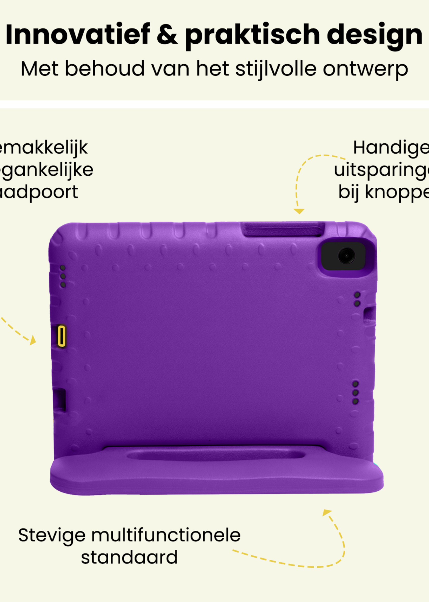 LUQ LUQ Samsung Galaxy Tab A11 Plus Kinderhoes Met 2x Screenprotector - Paars