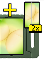 LUQ LUQ Samsung Galaxy Tab A11 Plus Kinderhoes Met 2x Screenprotector - Donkergroen