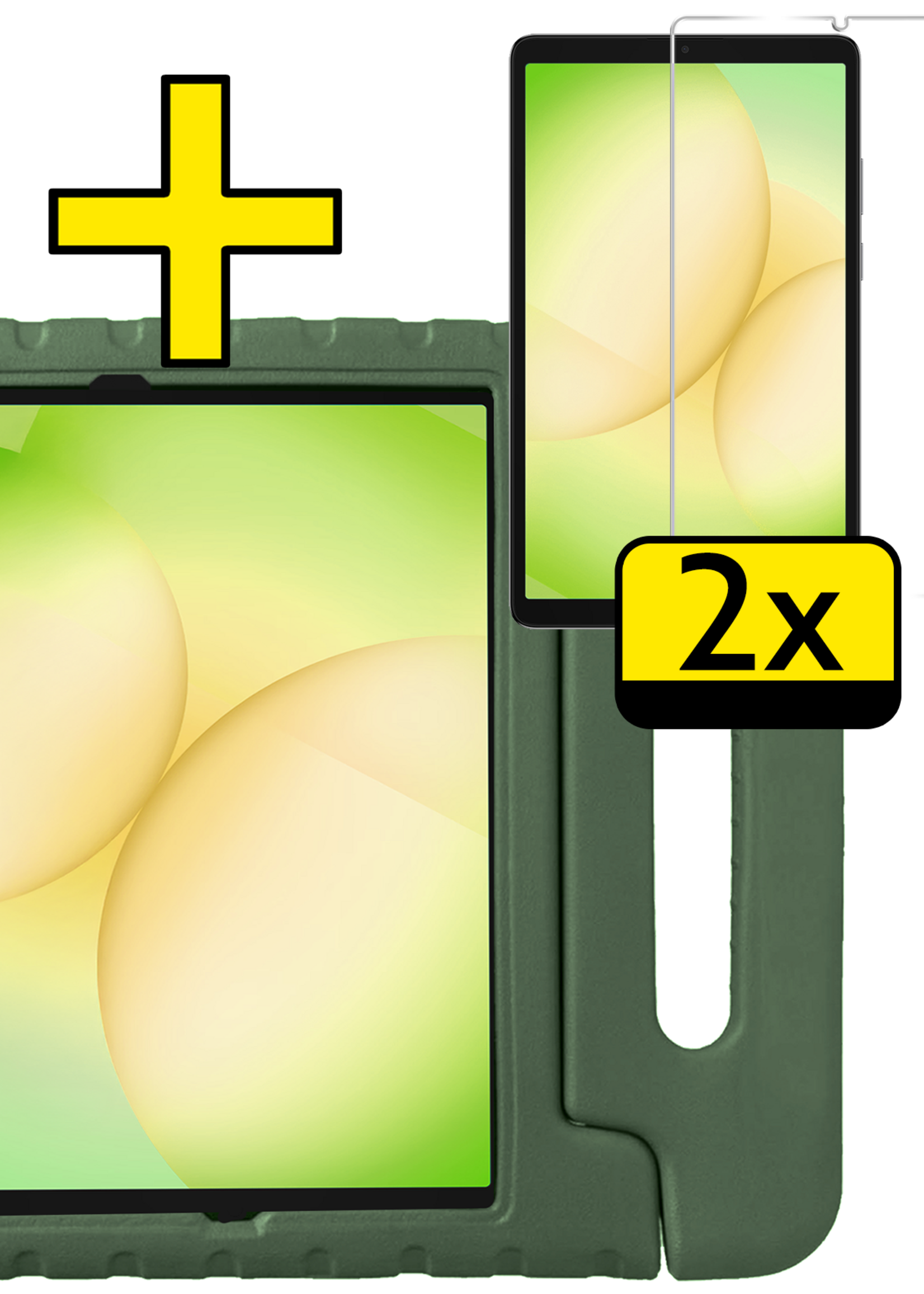 LUQ LUQ Samsung Galaxy Tab A11 Plus Kinderhoes Met 2x Screenprotector - Donkergroen