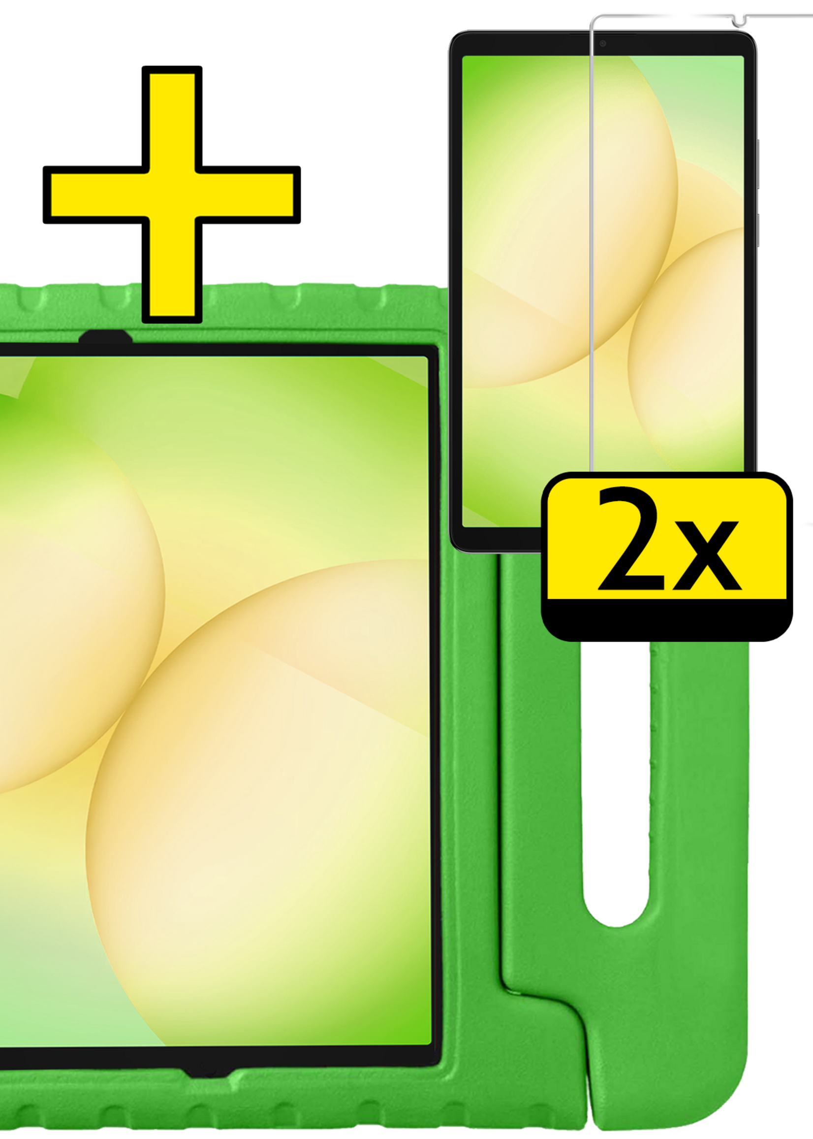 LUQ LUQ Samsung Galaxy Tab A11 Plus Kinderhoes Met 2x Screenprotector - Groen