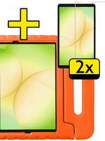 LUQ LUQ Samsung Galaxy Tab A11 Plus Kinderhoes Met 2x Screenprotector - Oranje