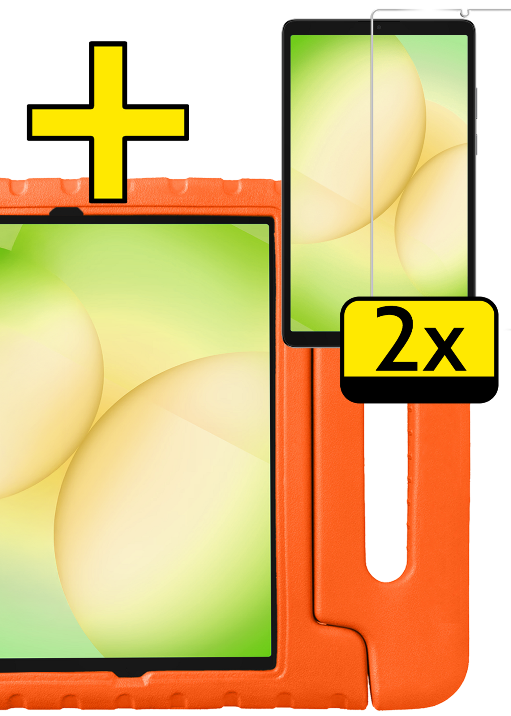 LUQ LUQ Samsung Galaxy Tab A11 Plus Kinderhoes Met 2x Screenprotector - Oranje