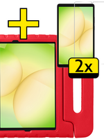 LUQ LUQ Samsung Galaxy Tab A11 Plus Kinderhoes Met 2x Screenprotector - Rood