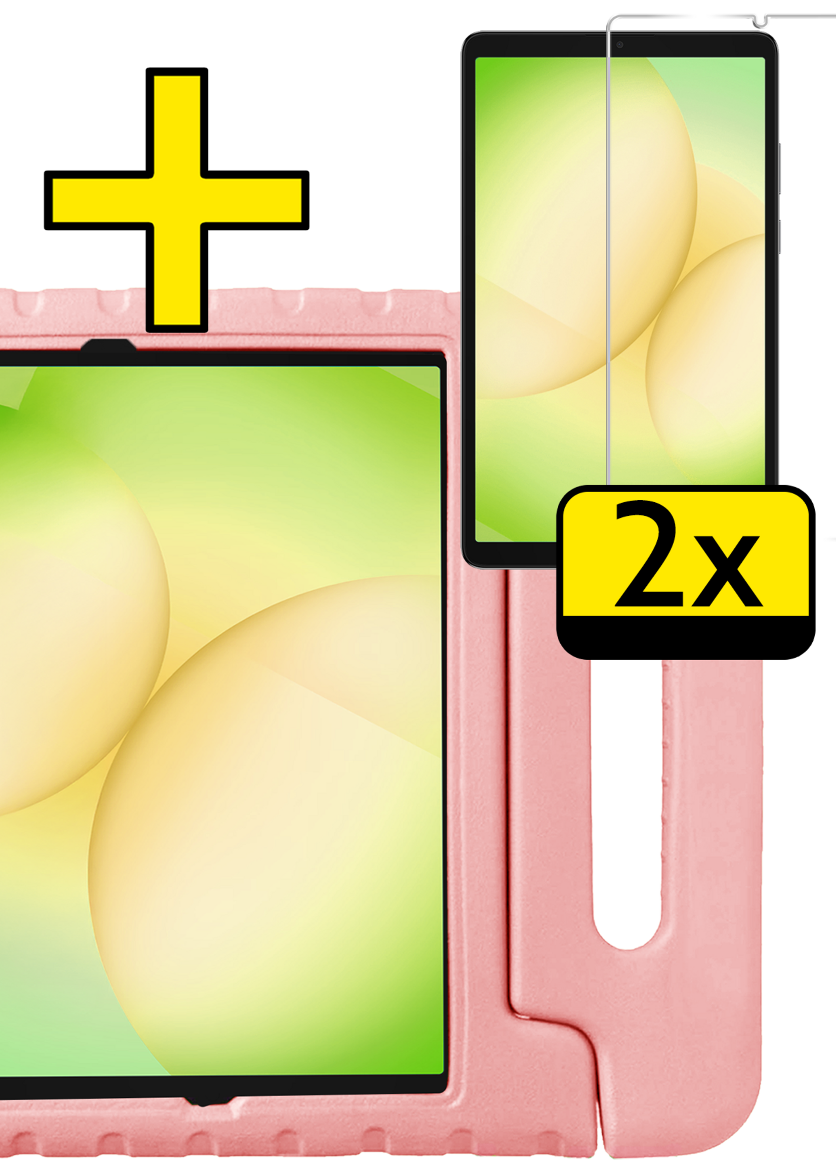 LUQ LUQ Samsung Galaxy Tab A11 Plus Kinderhoes Met 2x Screenprotector - Zalm