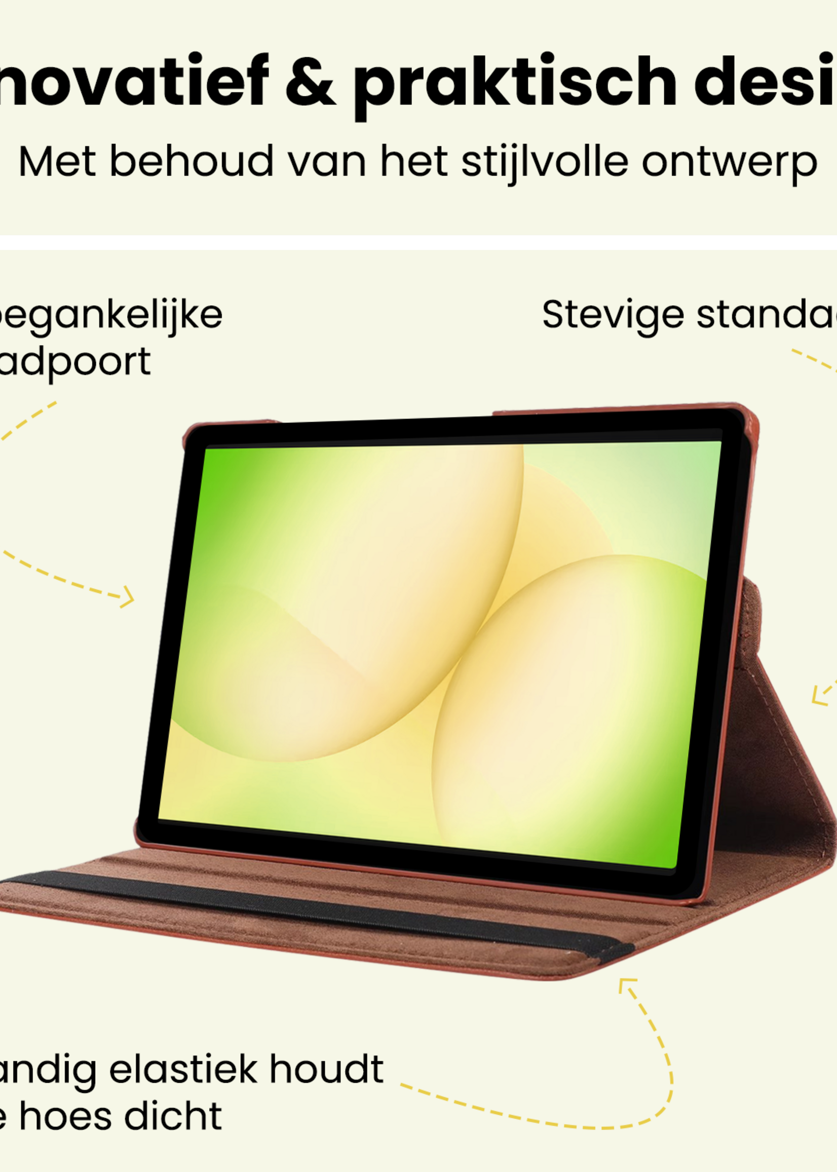 LUQ LUQ Samsung Galaxy Tab A11 Plus Hoes Draaibaar - Bruin